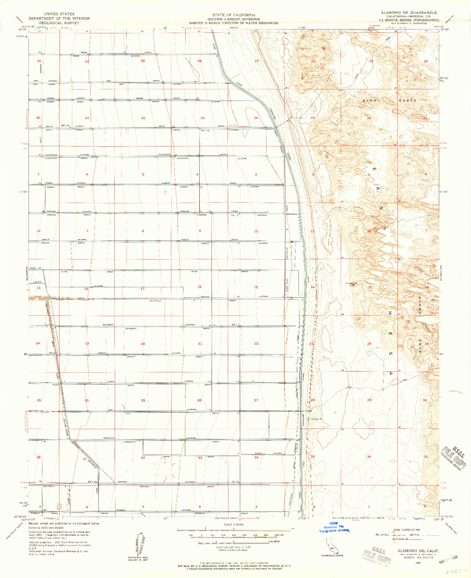USGS 1:24000-SCALE QUADRANGLE FOR ALAMORIO NE, CA 1957