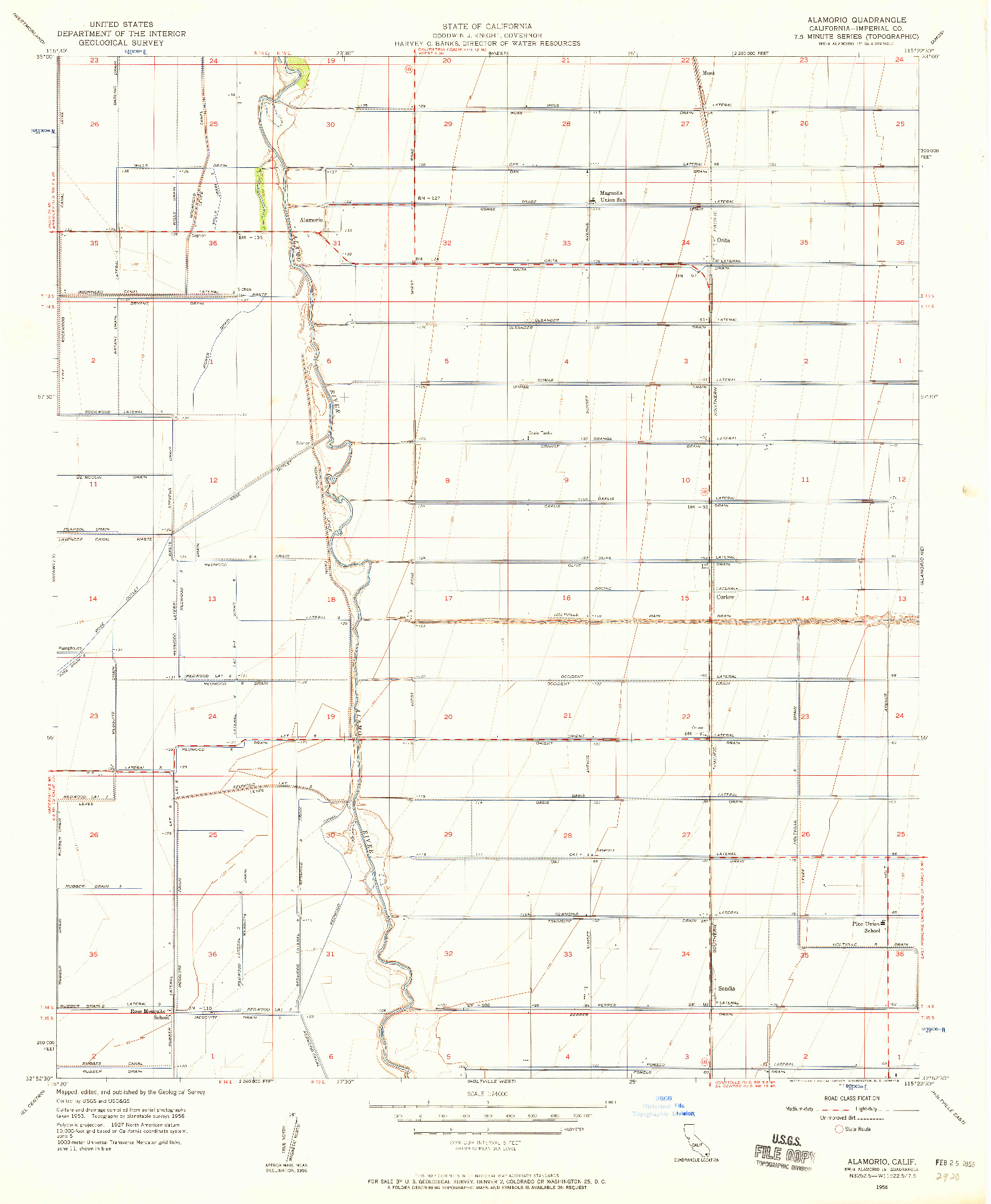 USGS 1:24000-SCALE QUADRANGLE FOR ALAMORIO, CA 1956