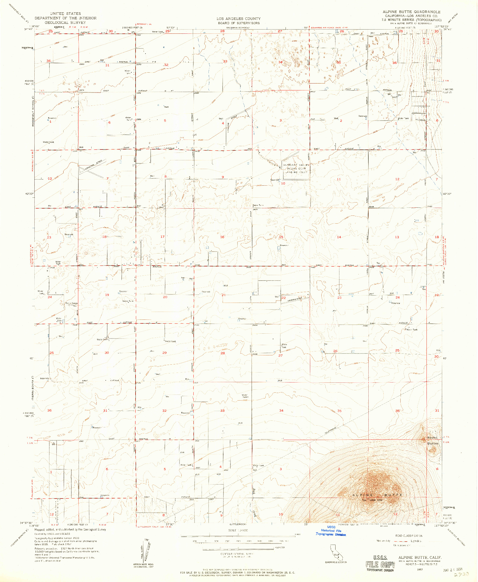 USGS 1:24000-SCALE QUADRANGLE FOR ALPINE BUTTE, CA 1957