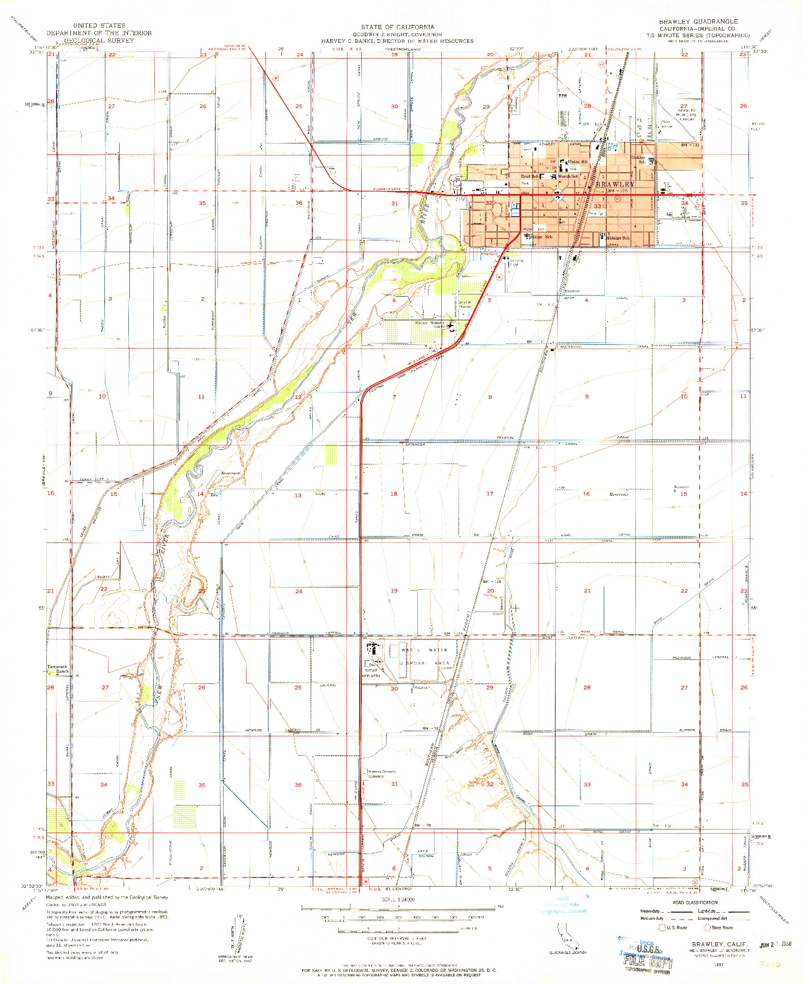 USGS 1:24000-SCALE QUADRANGLE FOR BRAWLEY, CA 1957