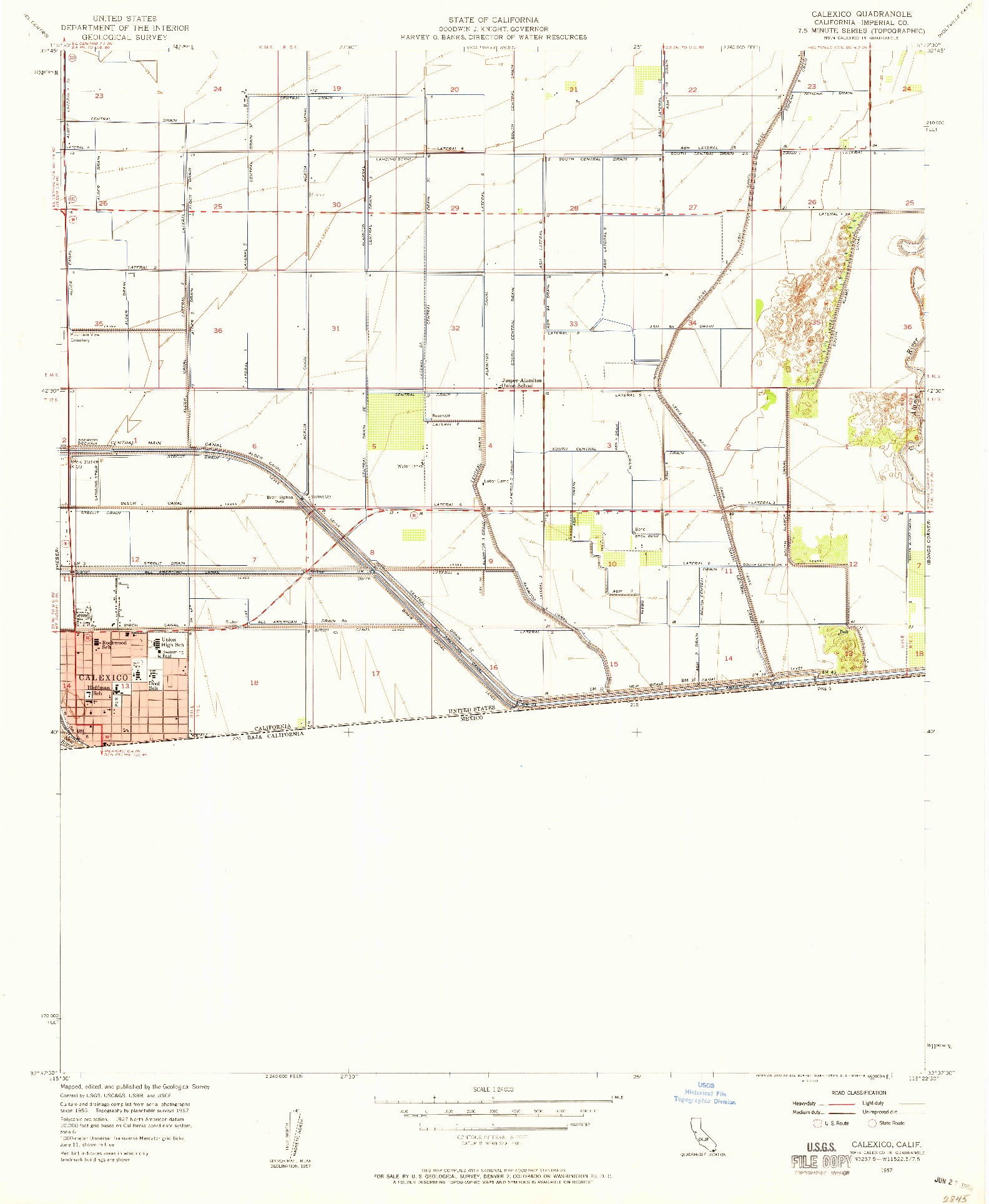 USGS 1:24000-SCALE QUADRANGLE FOR CALEXICO, CA 1957