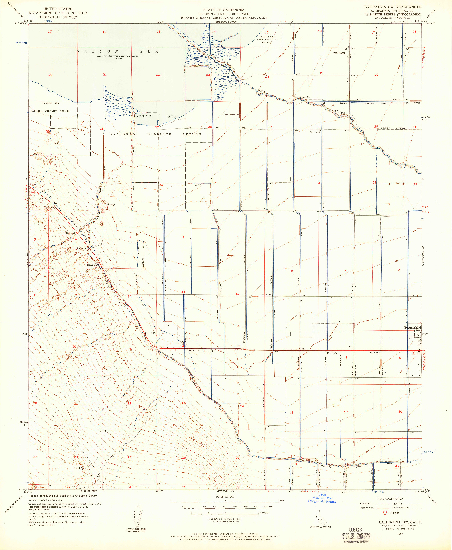 USGS 1:24000-SCALE QUADRANGLE FOR CALIPATRIA SW, CA 1956