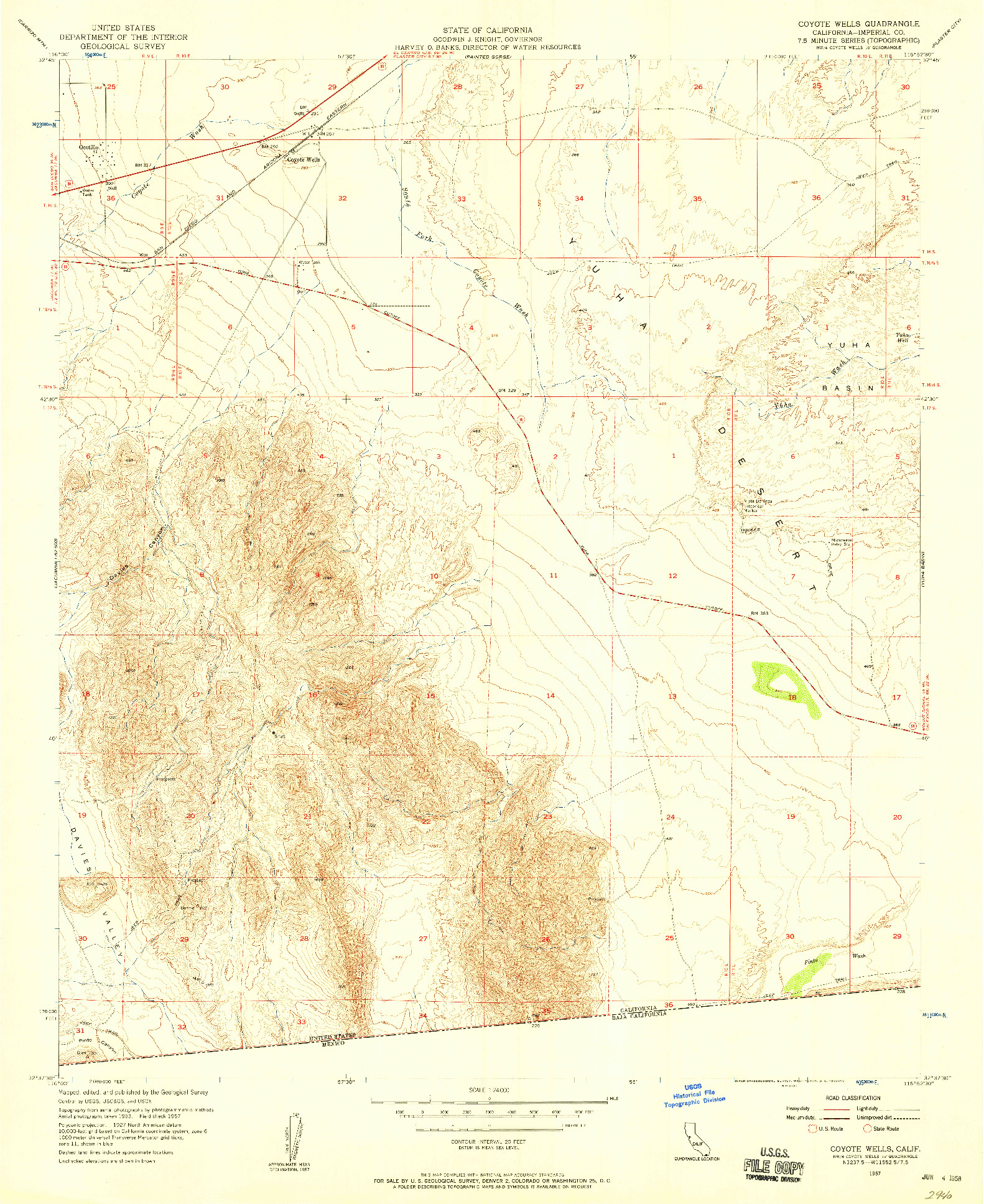 USGS 1:24000-SCALE QUADRANGLE FOR COYOTE WELLS, CA 1957