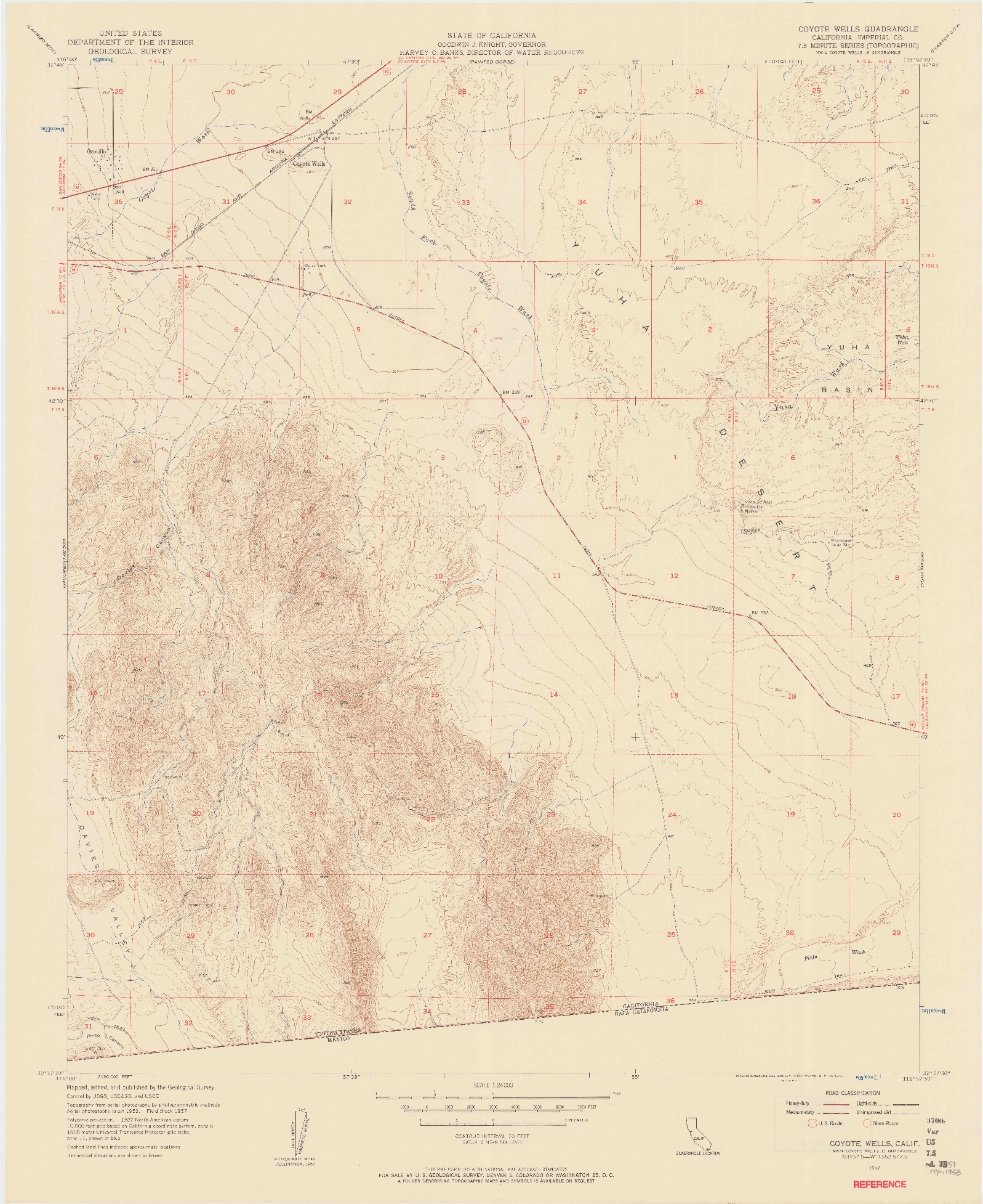 USGS 1:24000-SCALE QUADRANGLE FOR COYOTE WELLS, CA 1957