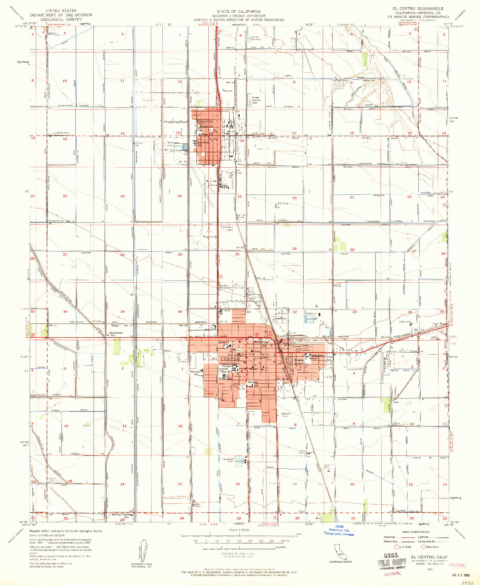 USGS 1:24000-SCALE QUADRANGLE FOR EL CENTRO, CA 1957