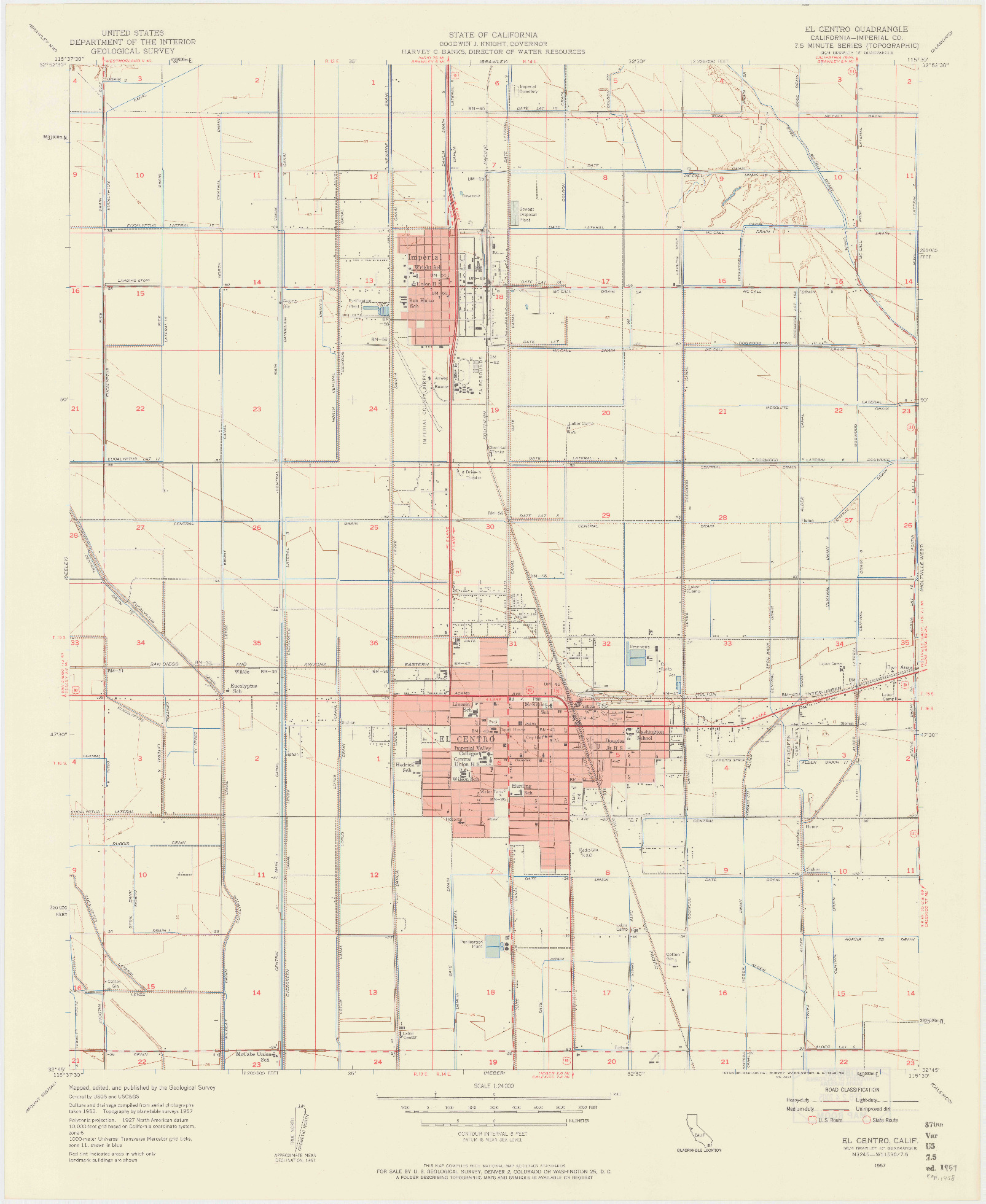 USGS 1:24000-SCALE QUADRANGLE FOR EL CENTRO, CA 1957