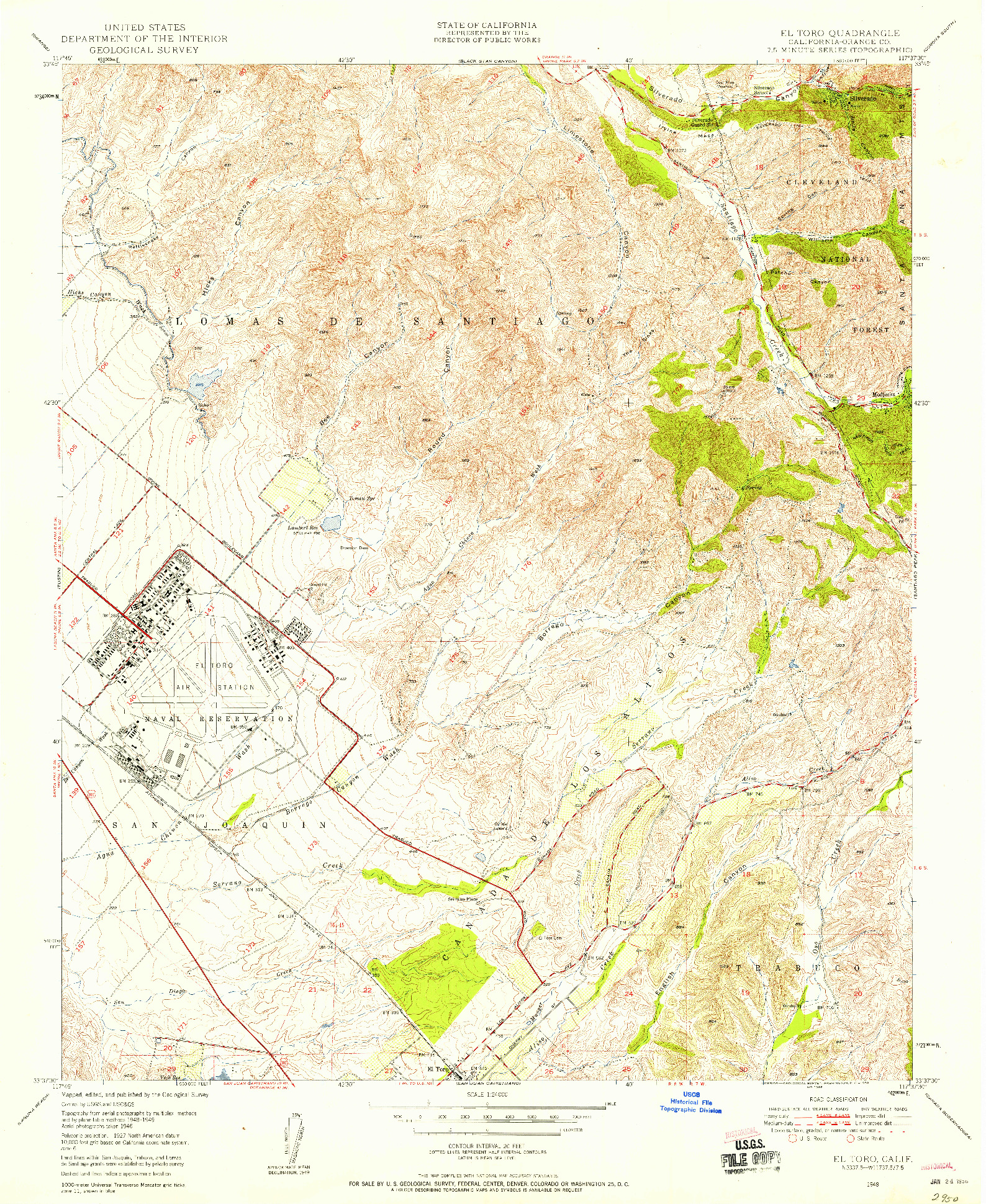 USGS 1:24000-SCALE QUADRANGLE FOR EL TORO, CA 1949
