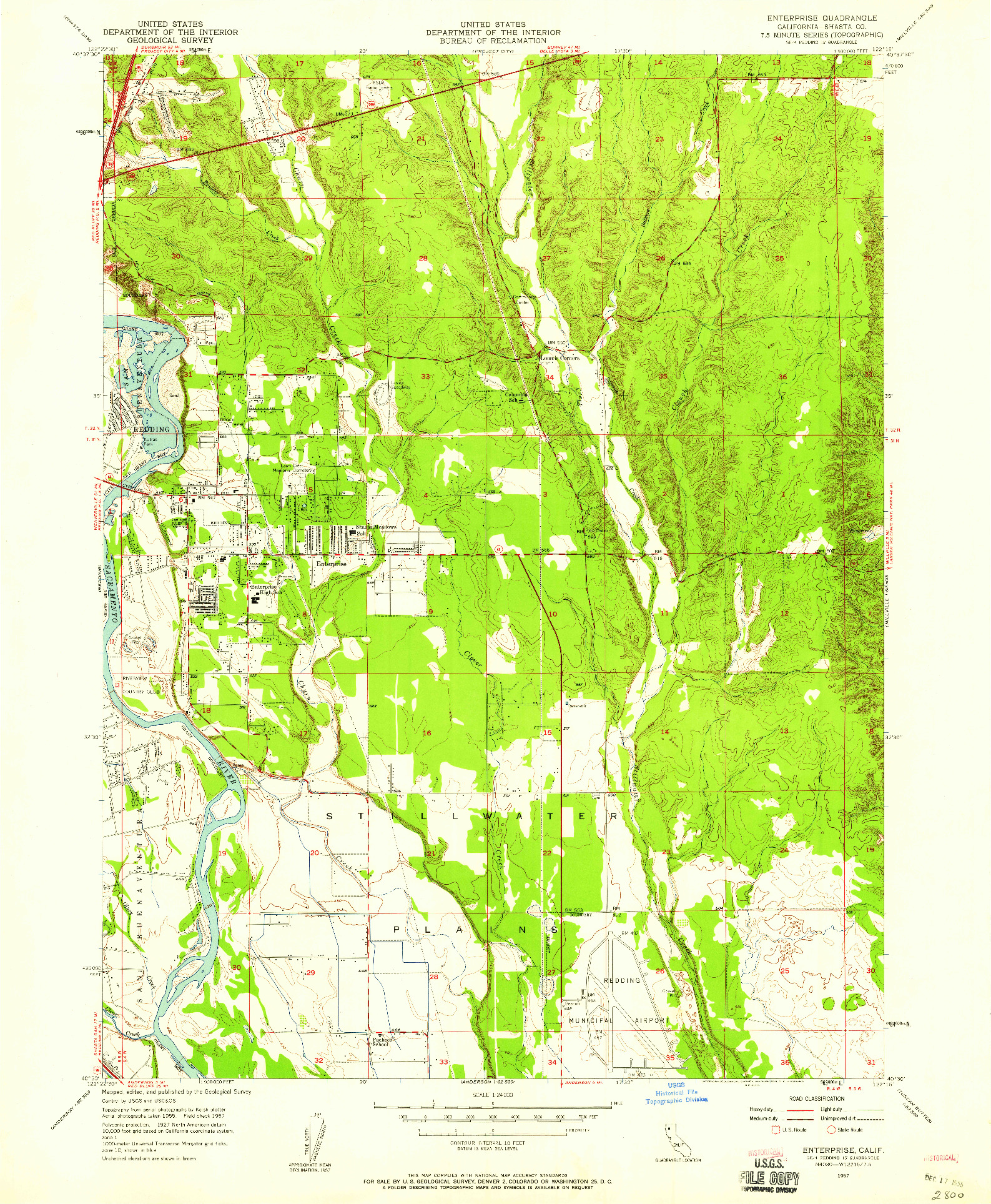 USGS 1:24000-SCALE QUADRANGLE FOR ENTERPRISE, CA 1957