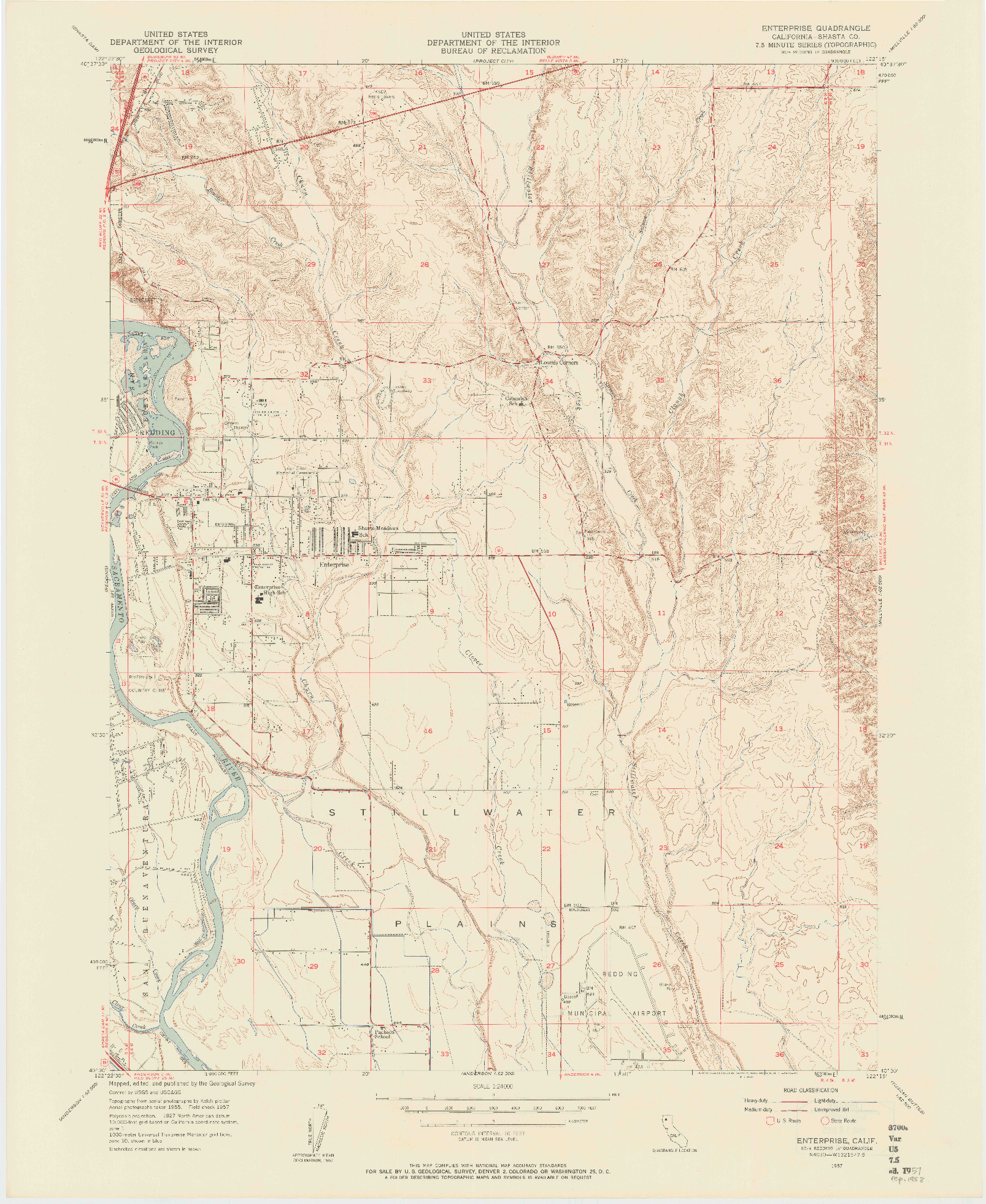 USGS 1:24000-SCALE QUADRANGLE FOR ENTERPRISE, CA 1957