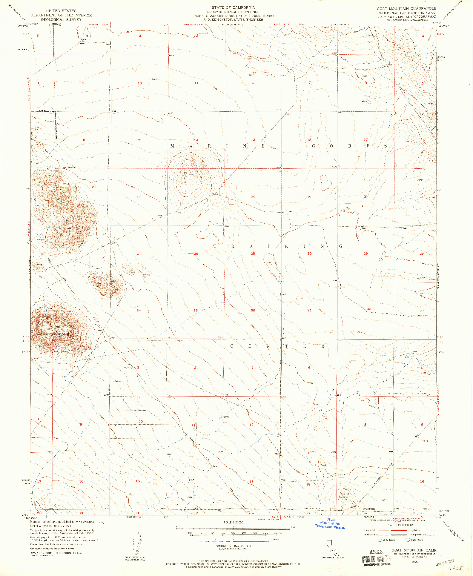 USGS 1:24000-SCALE QUADRANGLE FOR GOAT MOUNTAIN, CA 1955