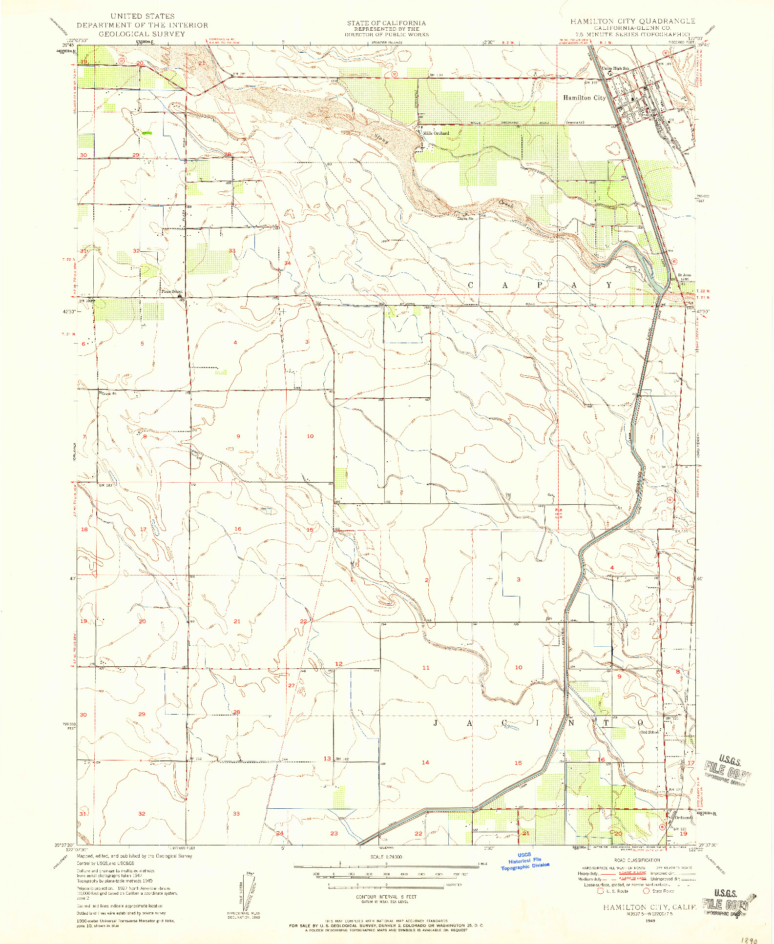 USGS 1:24000-SCALE QUADRANGLE FOR HAMILTON CITY, CA 1949
