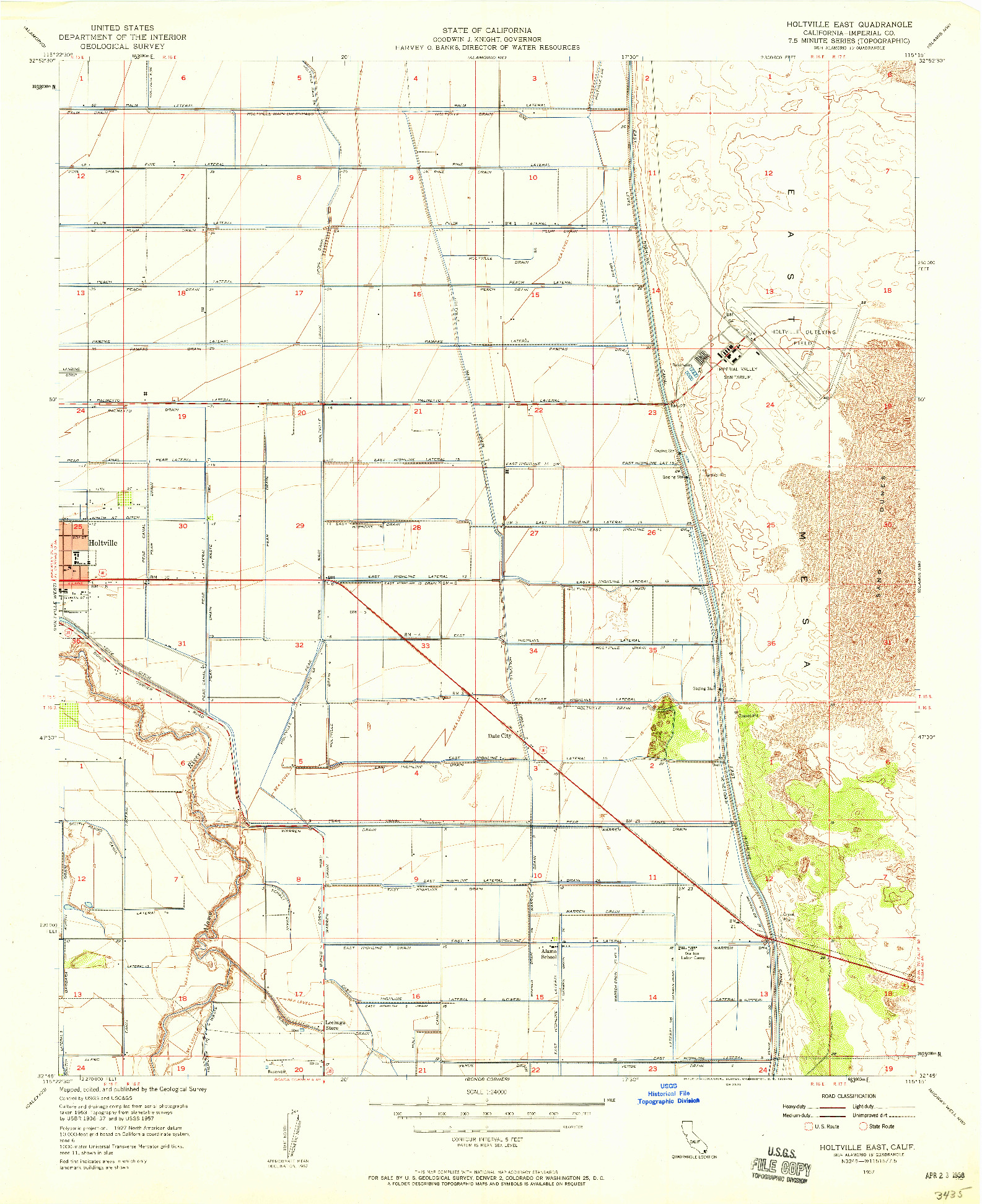 USGS 1:24000-SCALE QUADRANGLE FOR HOLTVILLE EAST, CA 1957