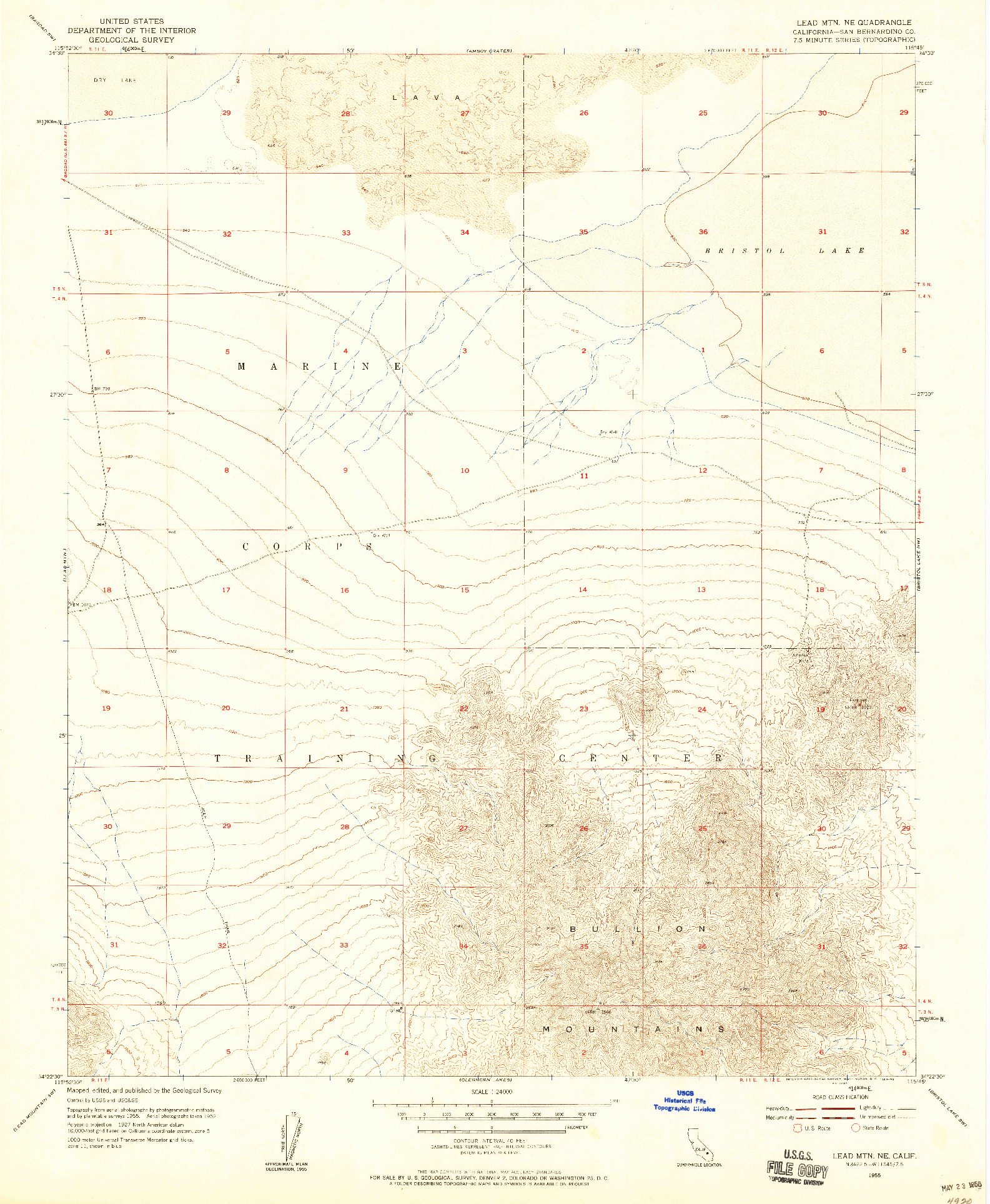 USGS 1:24000-SCALE QUADRANGLE FOR LEAD MOUNTAIN NE, CA 1955