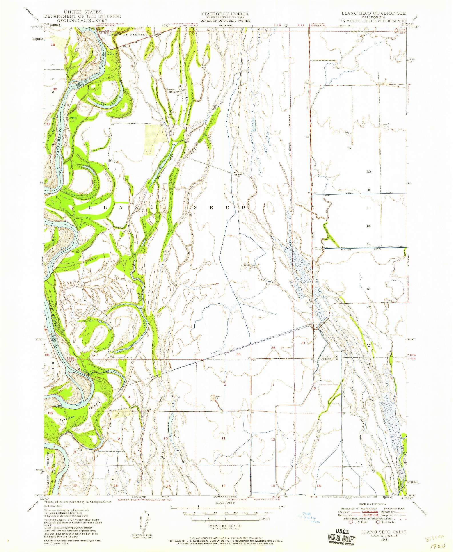 USGS 1:24000-SCALE QUADRANGLE FOR LLANO SECO, CA 1948