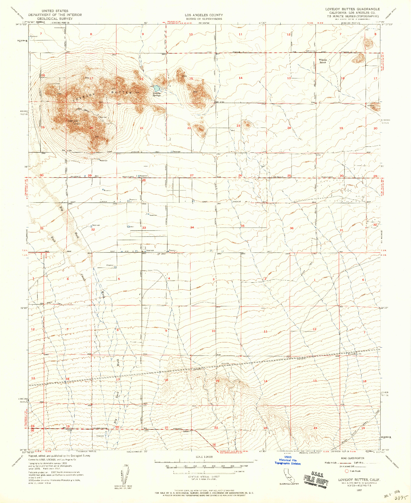 USGS 1:24000-SCALE QUADRANGLE FOR LOVEJOY BUTTES, CA 1957