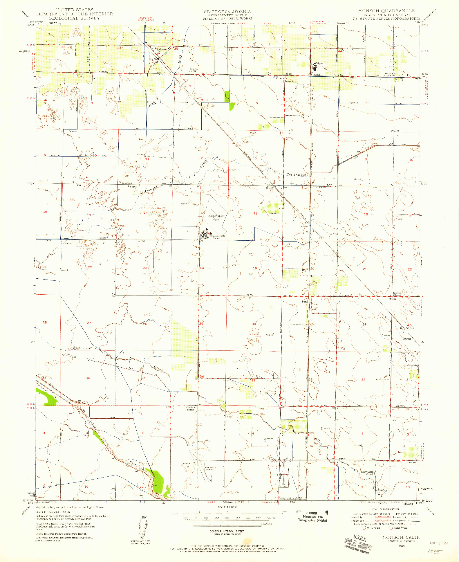 USGS 1:24000-SCALE QUADRANGLE FOR MONSON, CA 1949