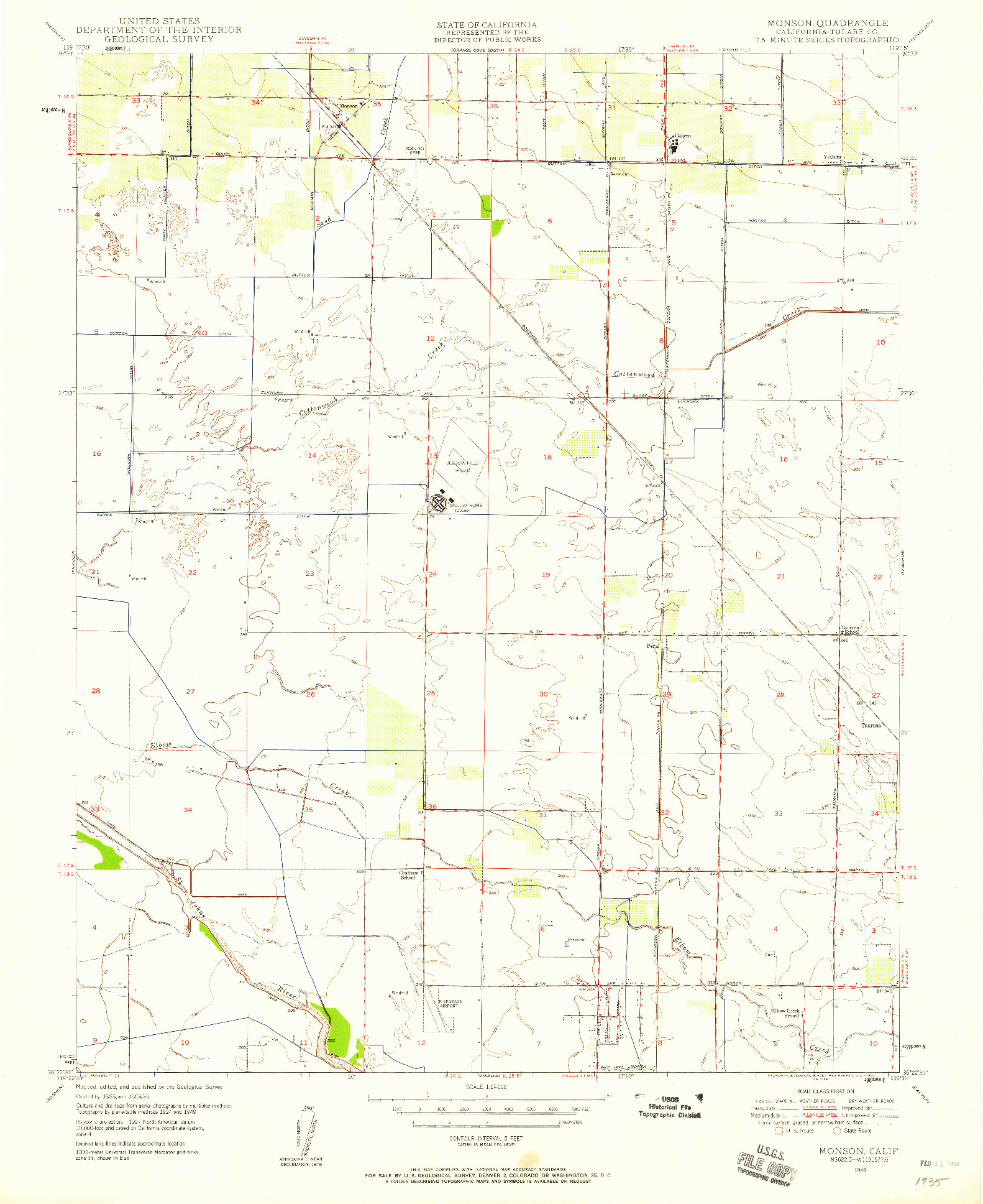 USGS 1:24000-SCALE QUADRANGLE FOR MONSON, CA 1949