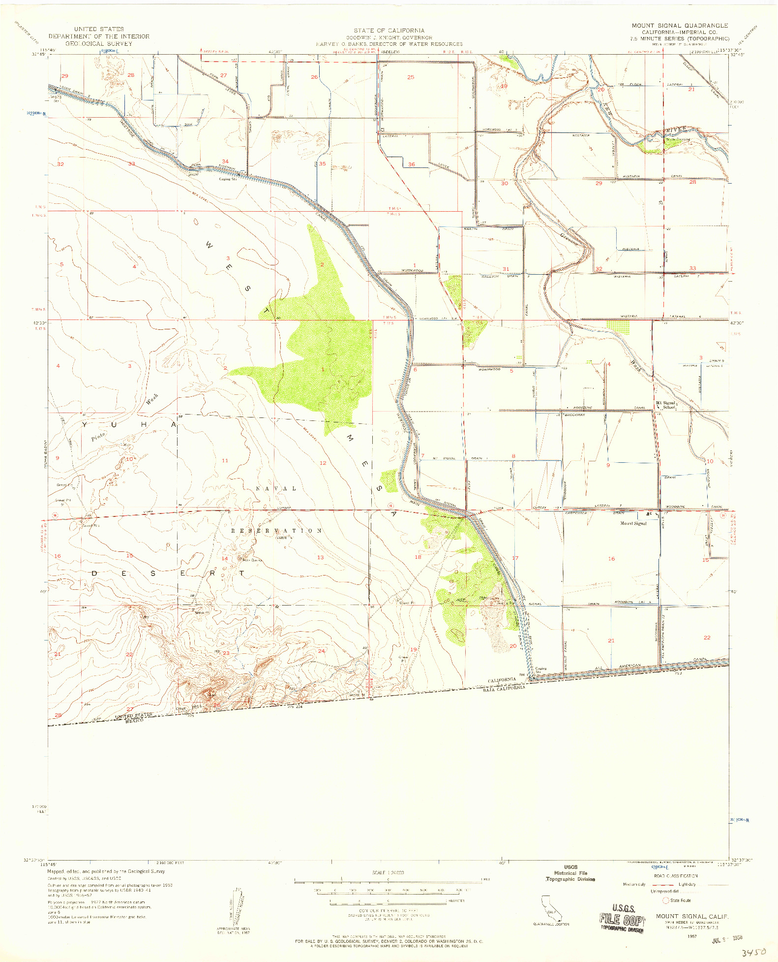 USGS 1:24000-SCALE QUADRANGLE FOR MOUNT SIGNAL, CA 1957