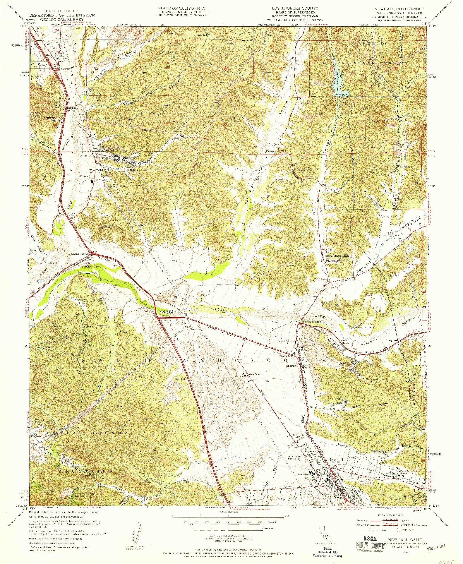 USGS 1:24000-SCALE QUADRANGLE FOR NEWHALL, CA 1952