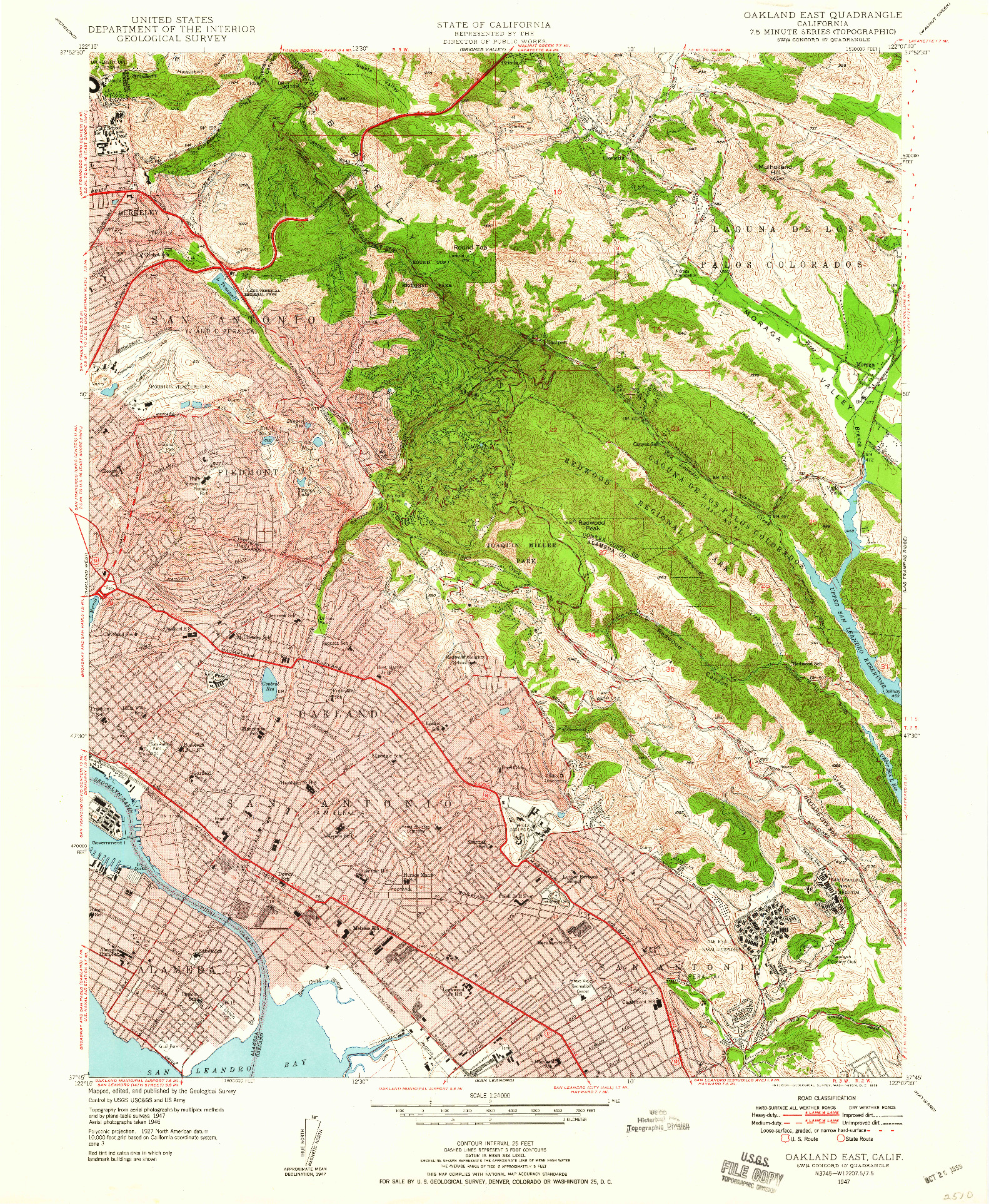USGS 1:24000-SCALE QUADRANGLE FOR OAKLAND EAST, CA 1947