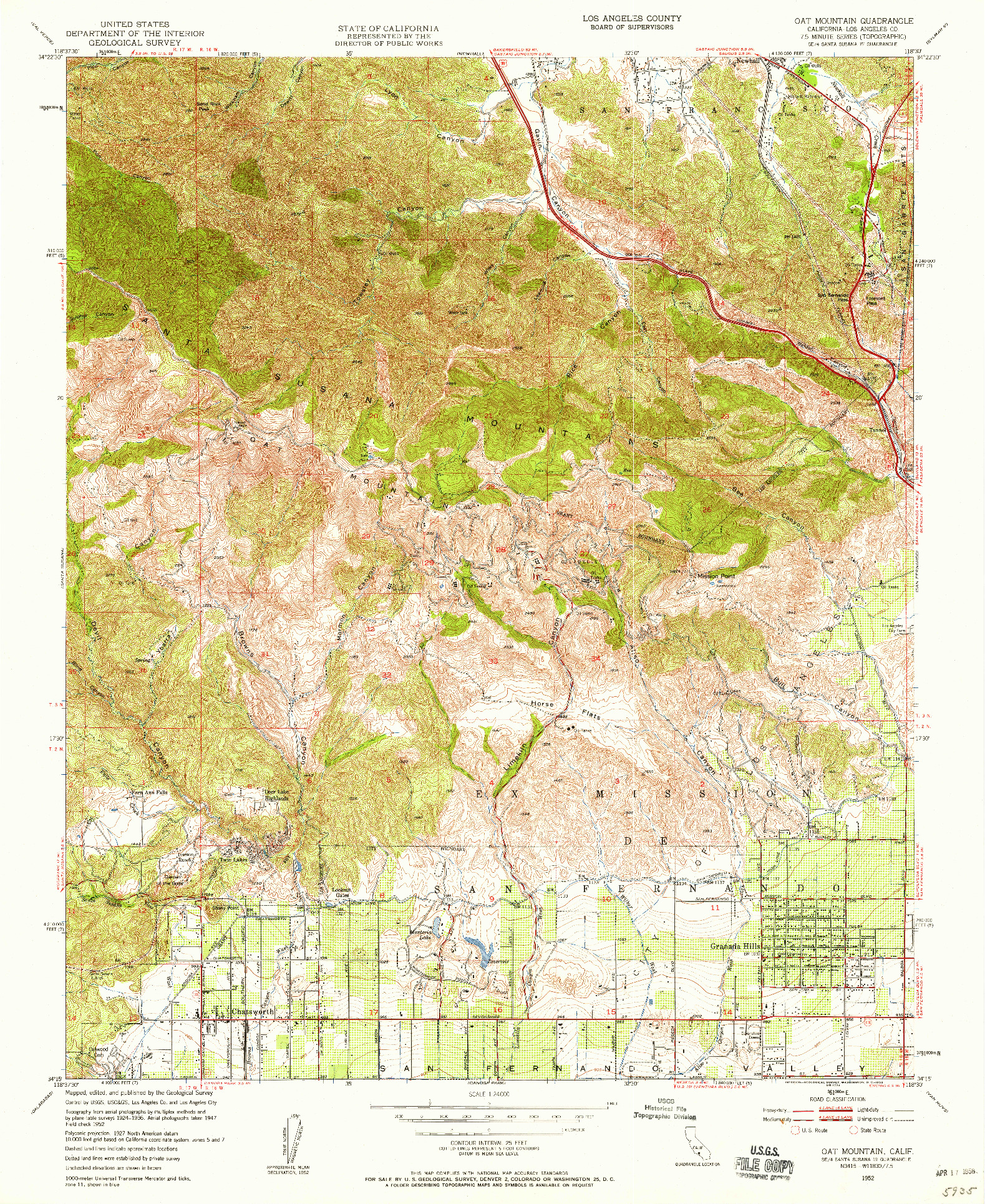 USGS 1:24000-SCALE QUADRANGLE FOR OAT MOUNTAIN, CA 1952