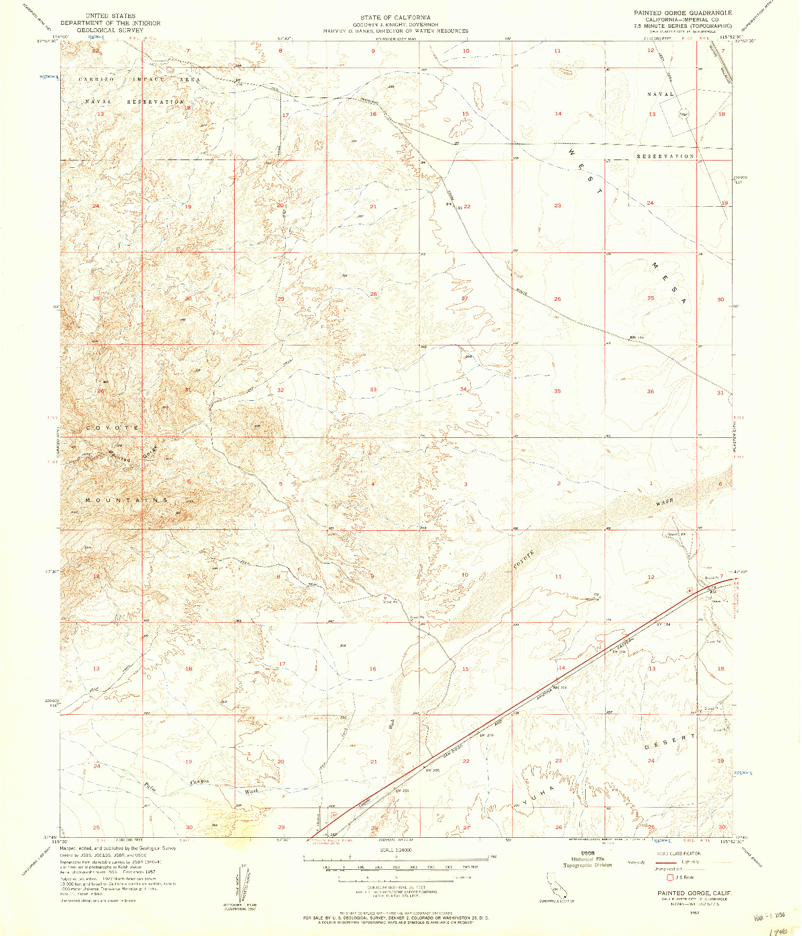 USGS 1:24000-SCALE QUADRANGLE FOR PAINTED GORGE, CA 1957