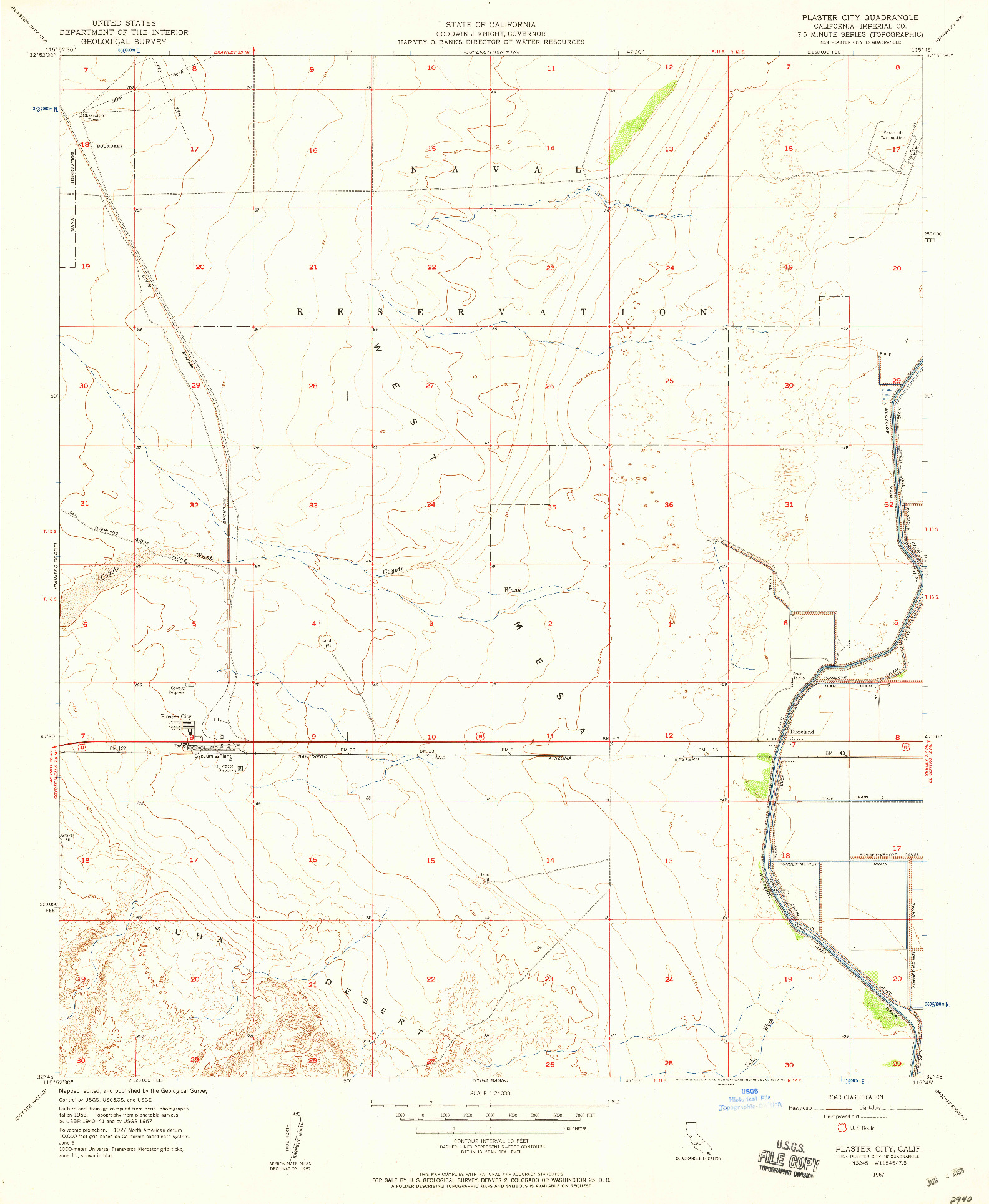 USGS 1:24000-SCALE QUADRANGLE FOR PLASTER CITY, CA 1957