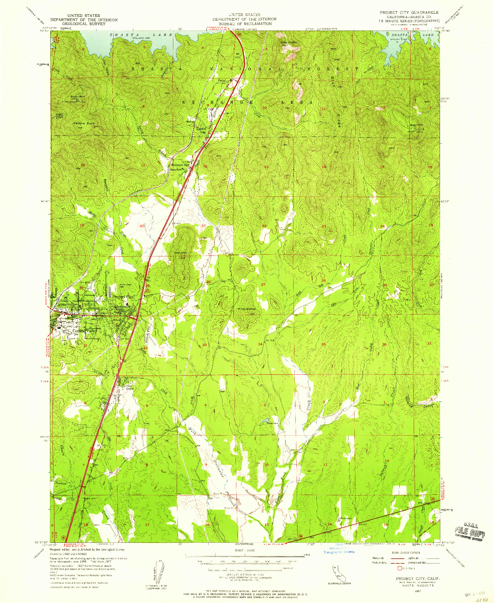 USGS 1:24000-SCALE QUADRANGLE FOR PROJECT CITY, CA 1957