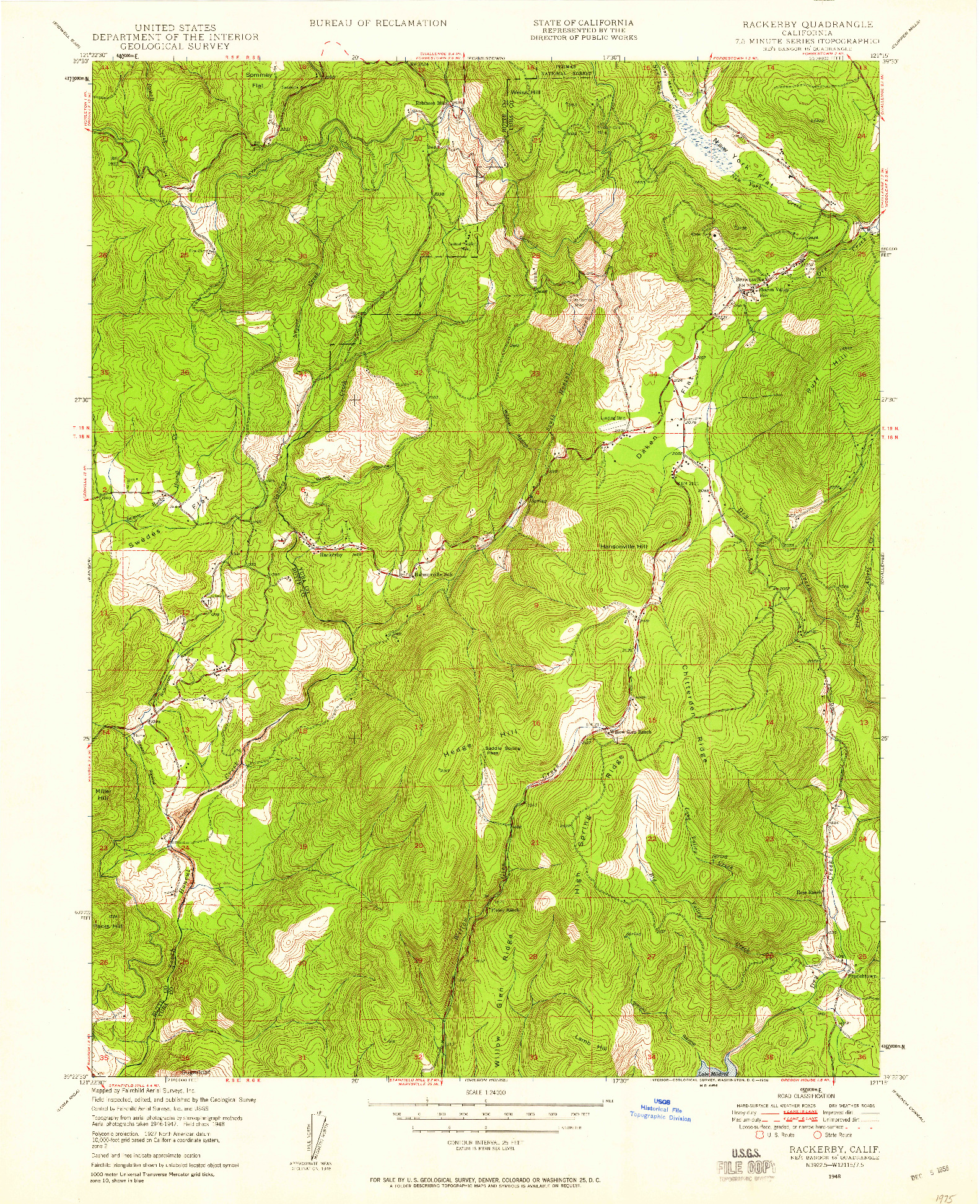 USGS 1:24000-SCALE QUADRANGLE FOR RACKERBY, CA 1948