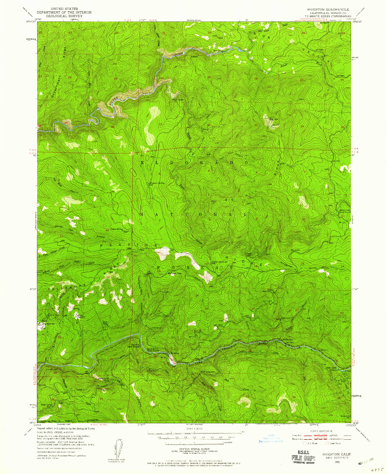 USGS 1:24000-SCALE QUADRANGLE FOR RIVERTON, CA 1950