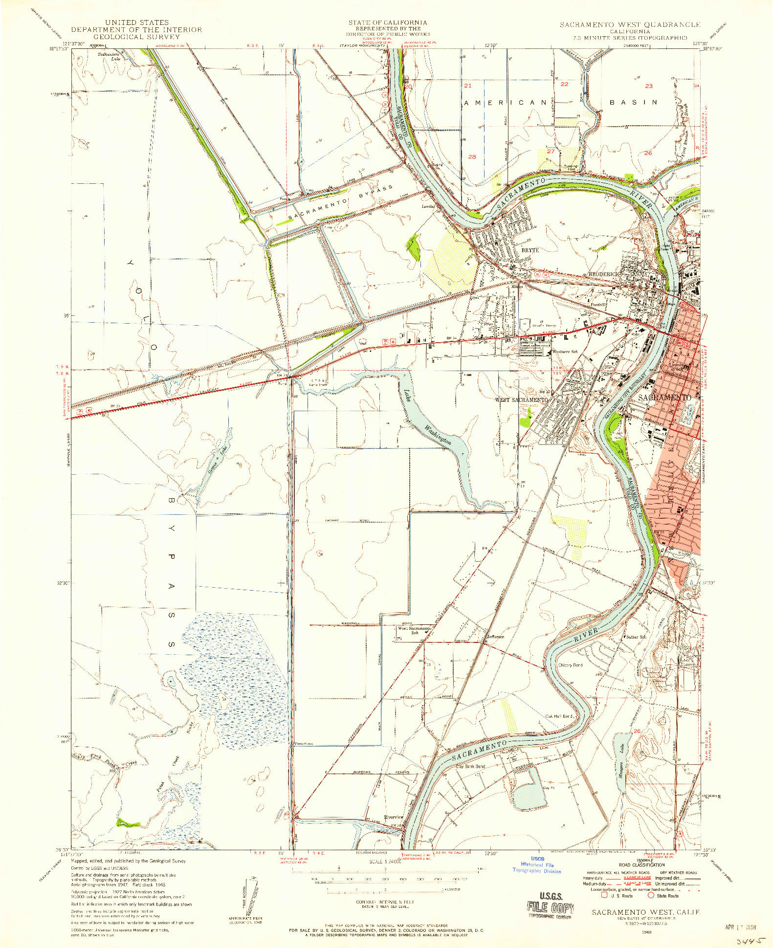 USGS 1:24000-SCALE QUADRANGLE FOR SACRAMENTO WEST, CA 1948