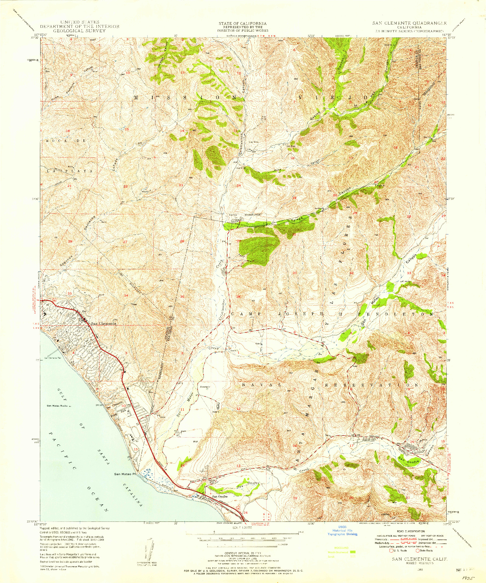 USGS 1:24000-SCALE QUADRANGLE FOR SAN CLEMENTE, CA 1948