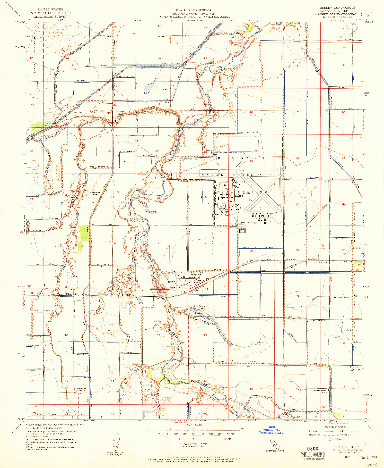 USGS 1:24000-SCALE QUADRANGLE FOR SEELEY, CA 1957