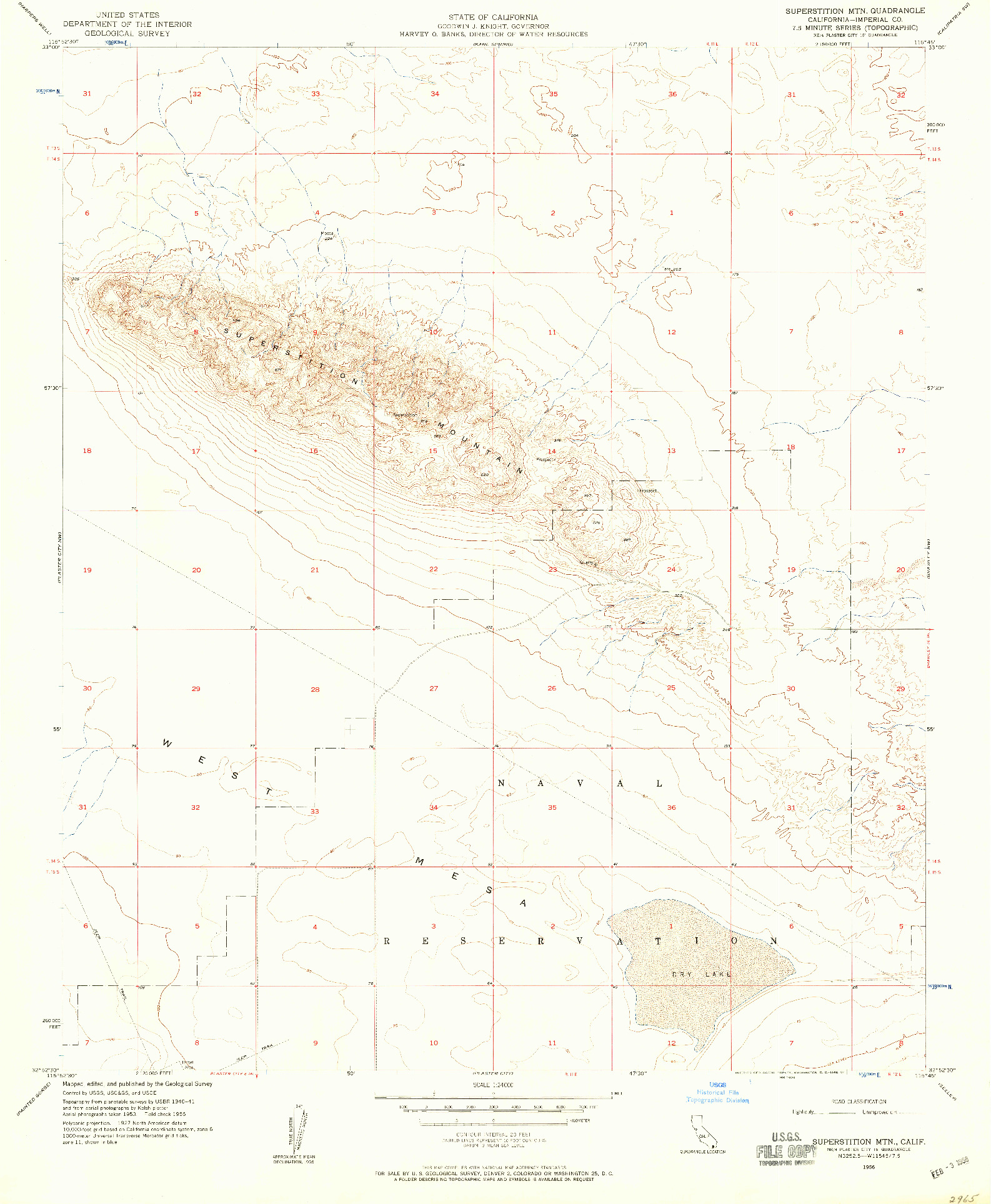 USGS 1:24000-SCALE QUADRANGLE FOR SUPERSTITION MTN., CA 1956