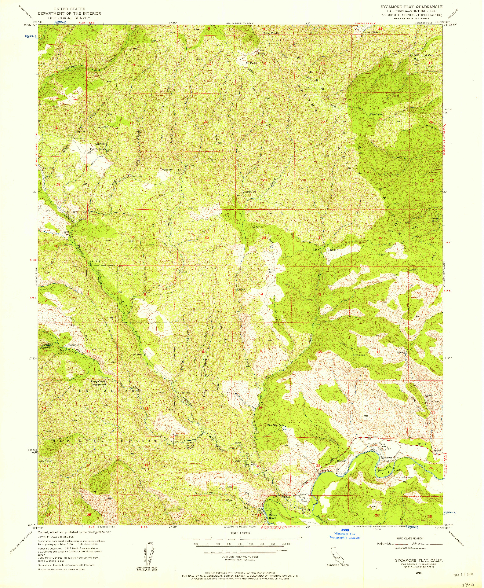 USGS 1:24000-SCALE QUADRANGLE FOR SYCAMORE FLAT, CA 1956