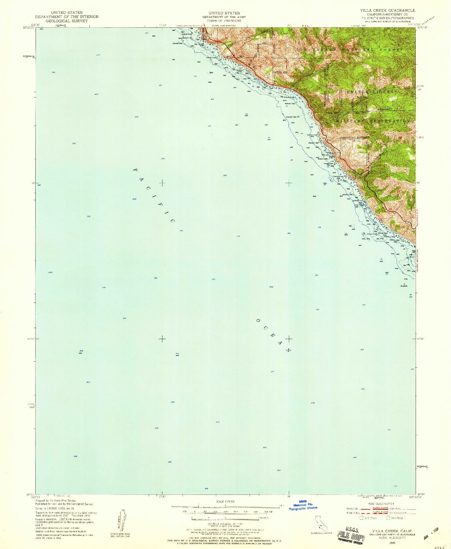 USGS 1:24000-SCALE QUADRANGLE FOR VILLA CREEK, CA 1949