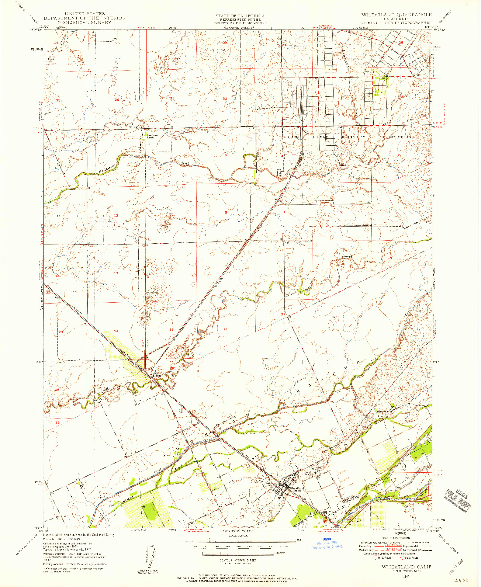 USGS 1:24000-SCALE QUADRANGLE FOR WHEATLAND, CA 1947
