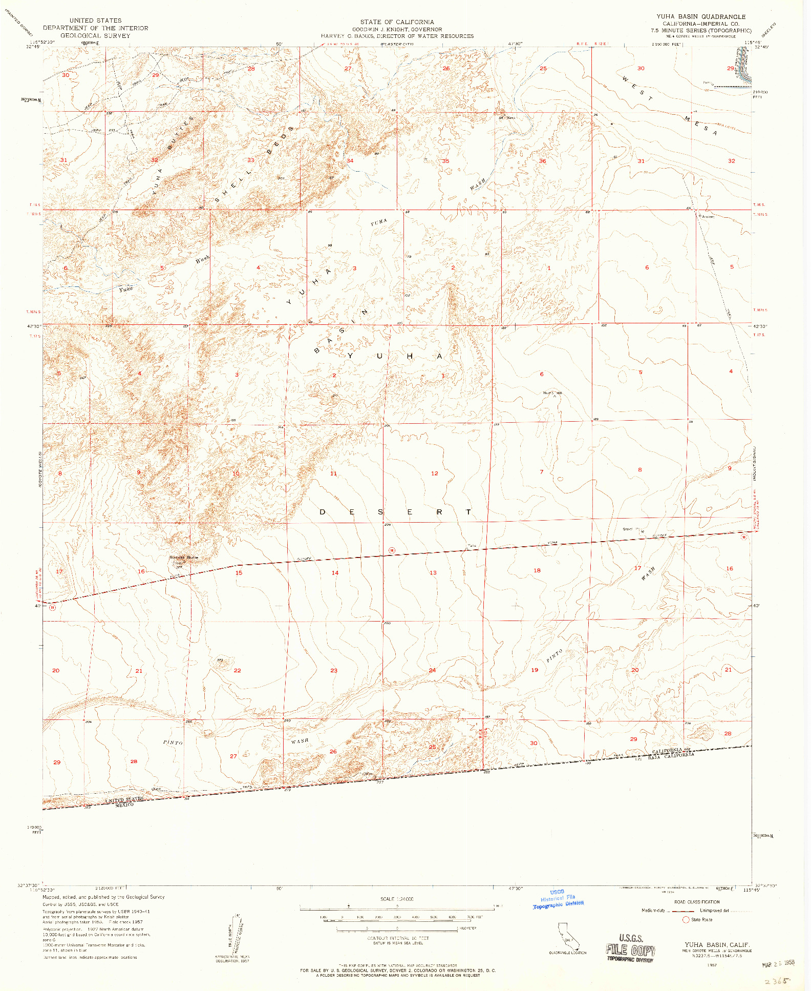 USGS 1:24000-SCALE QUADRANGLE FOR YUHA BASIN, CA 1957