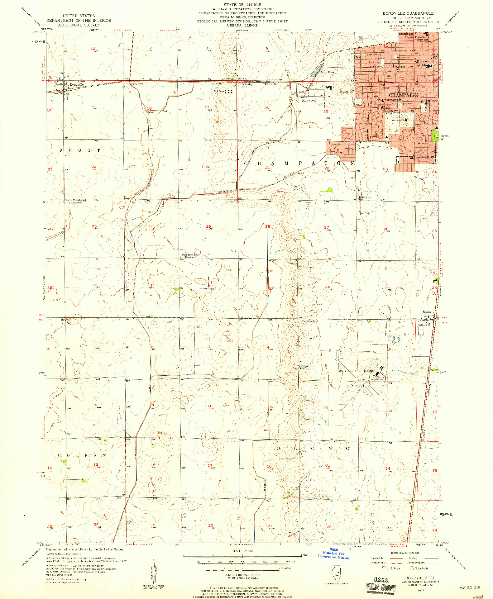 USGS 1:24000-SCALE QUADRANGLE FOR BONDVILLE, IL 1957