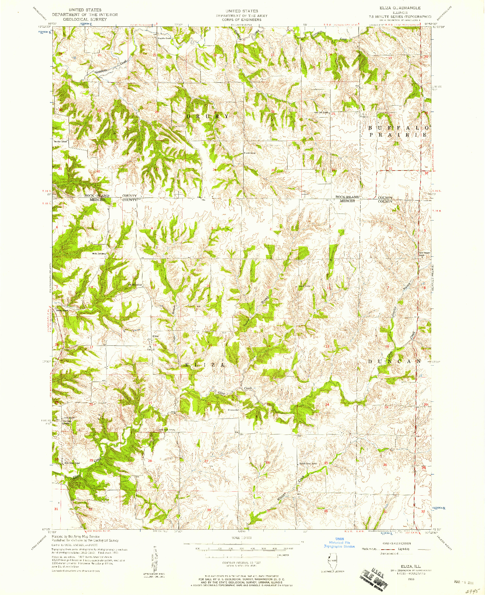 USGS 1:24000-SCALE QUADRANGLE FOR ELIZA, IL 1953