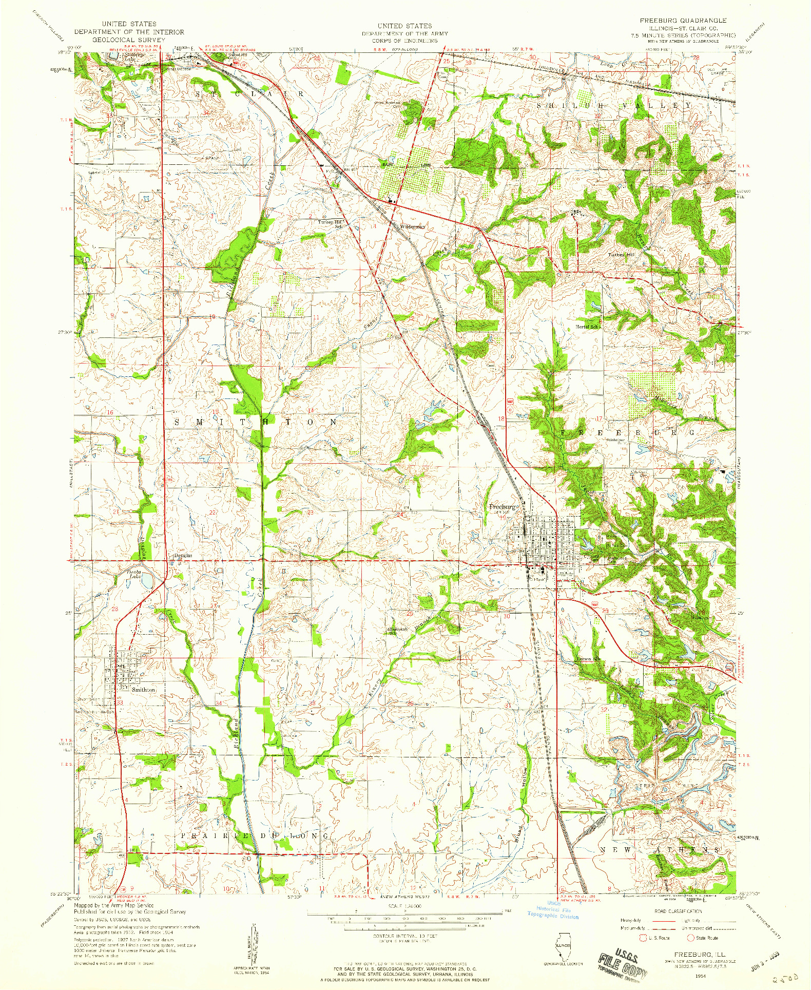 USGS 1:24000-SCALE QUADRANGLE FOR FREEBURG, IL 1954