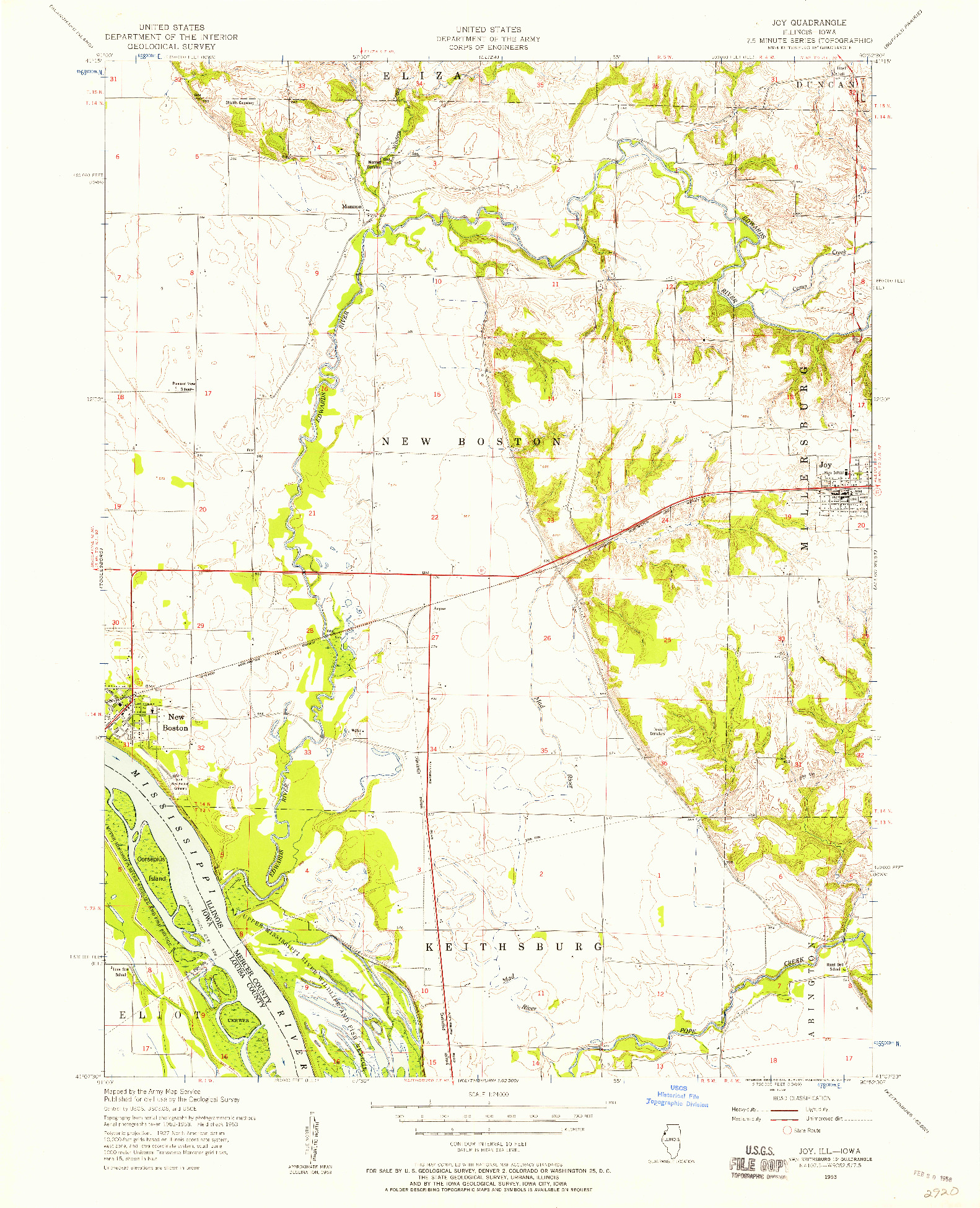 USGS 1:24000-SCALE QUADRANGLE FOR JOY, IL 1953