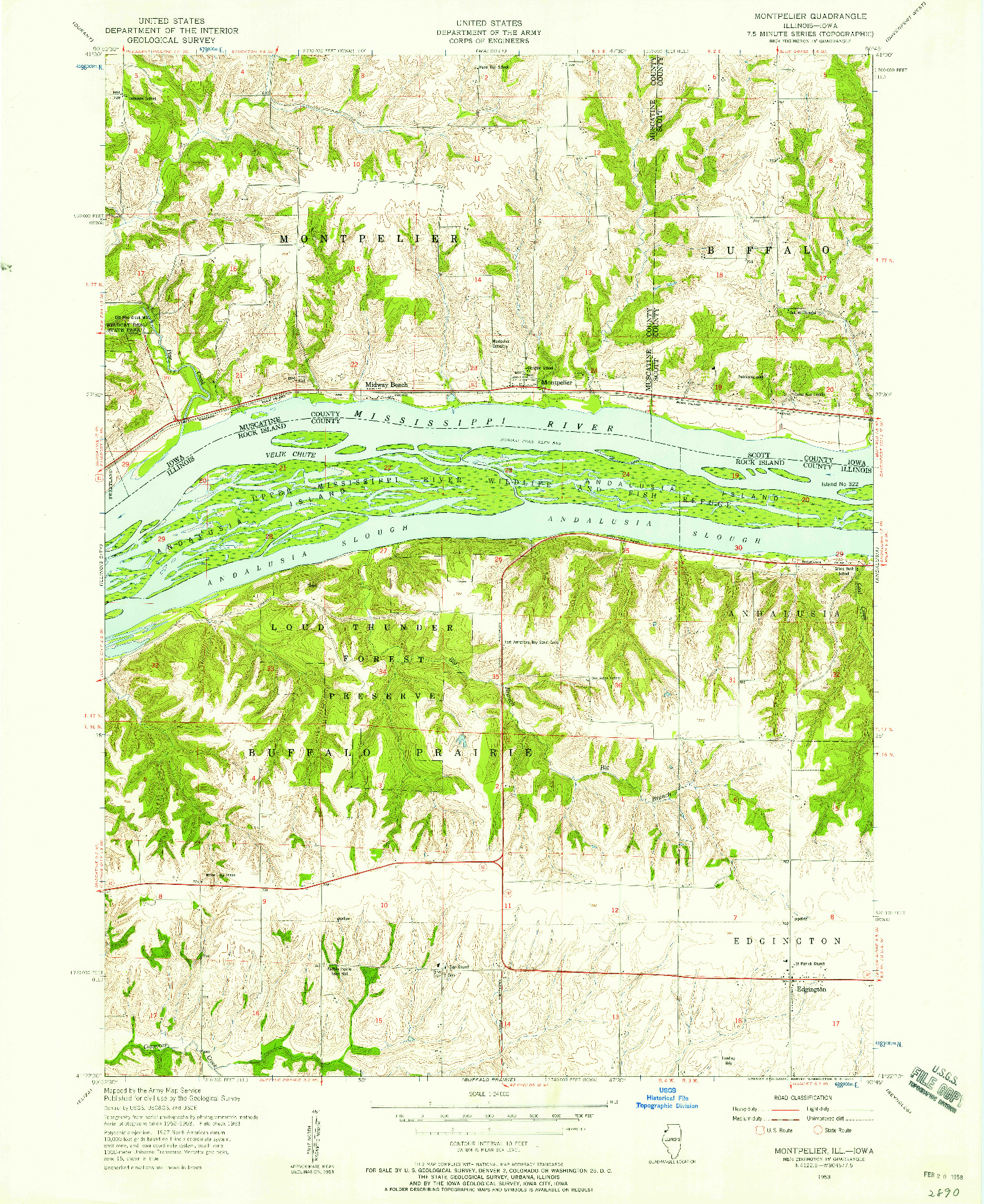 USGS 1:24000-SCALE QUADRANGLE FOR MONTPELIER, IL 1953