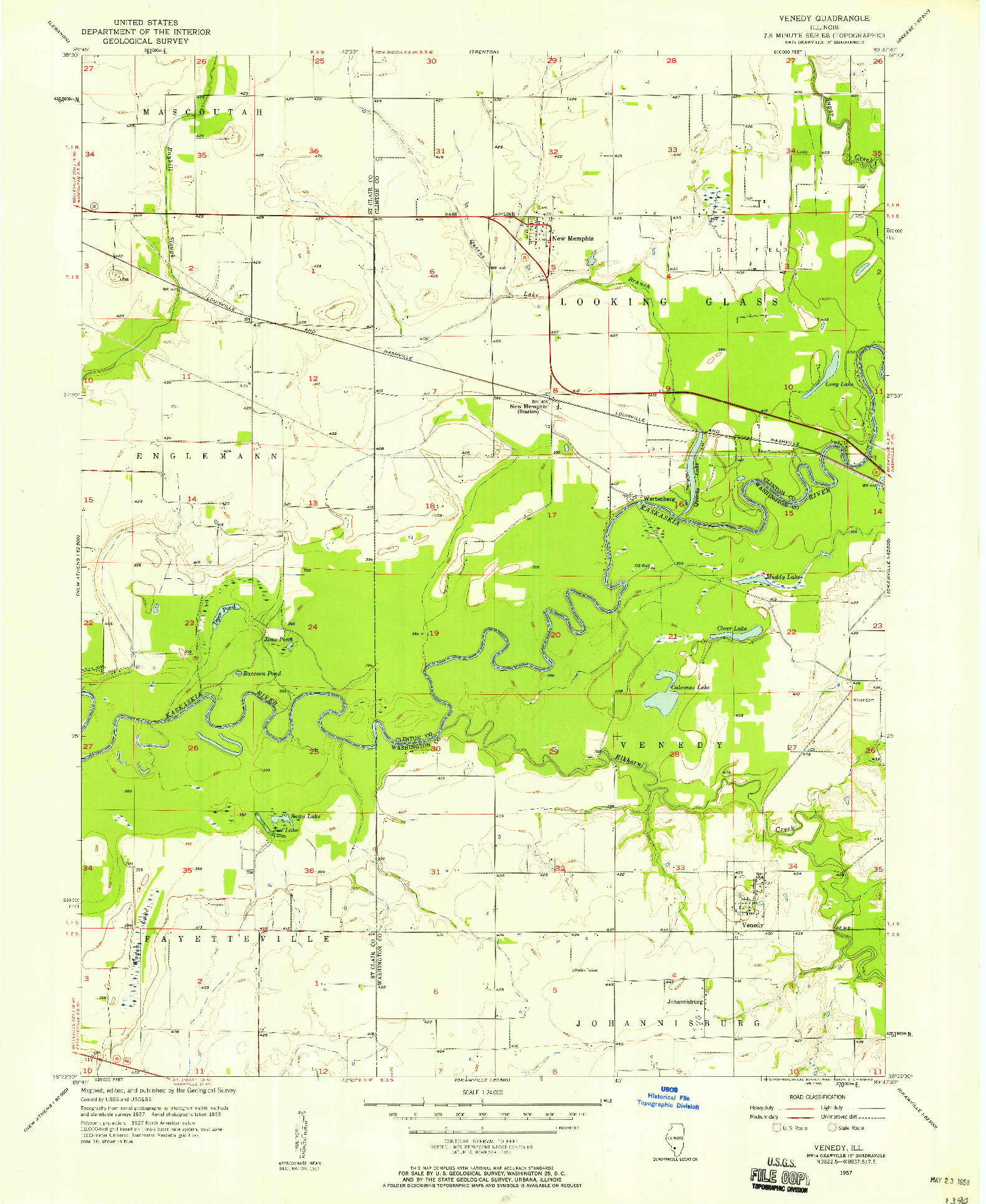 USGS 1:24000-SCALE QUADRANGLE FOR VENEDY, IL 1957