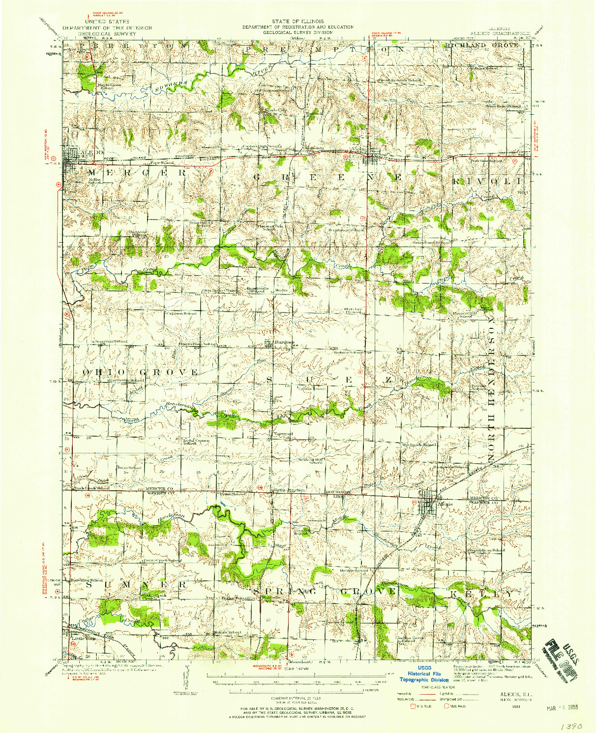 USGS 1:62500-SCALE QUADRANGLE FOR ALEXIS, IL 1923