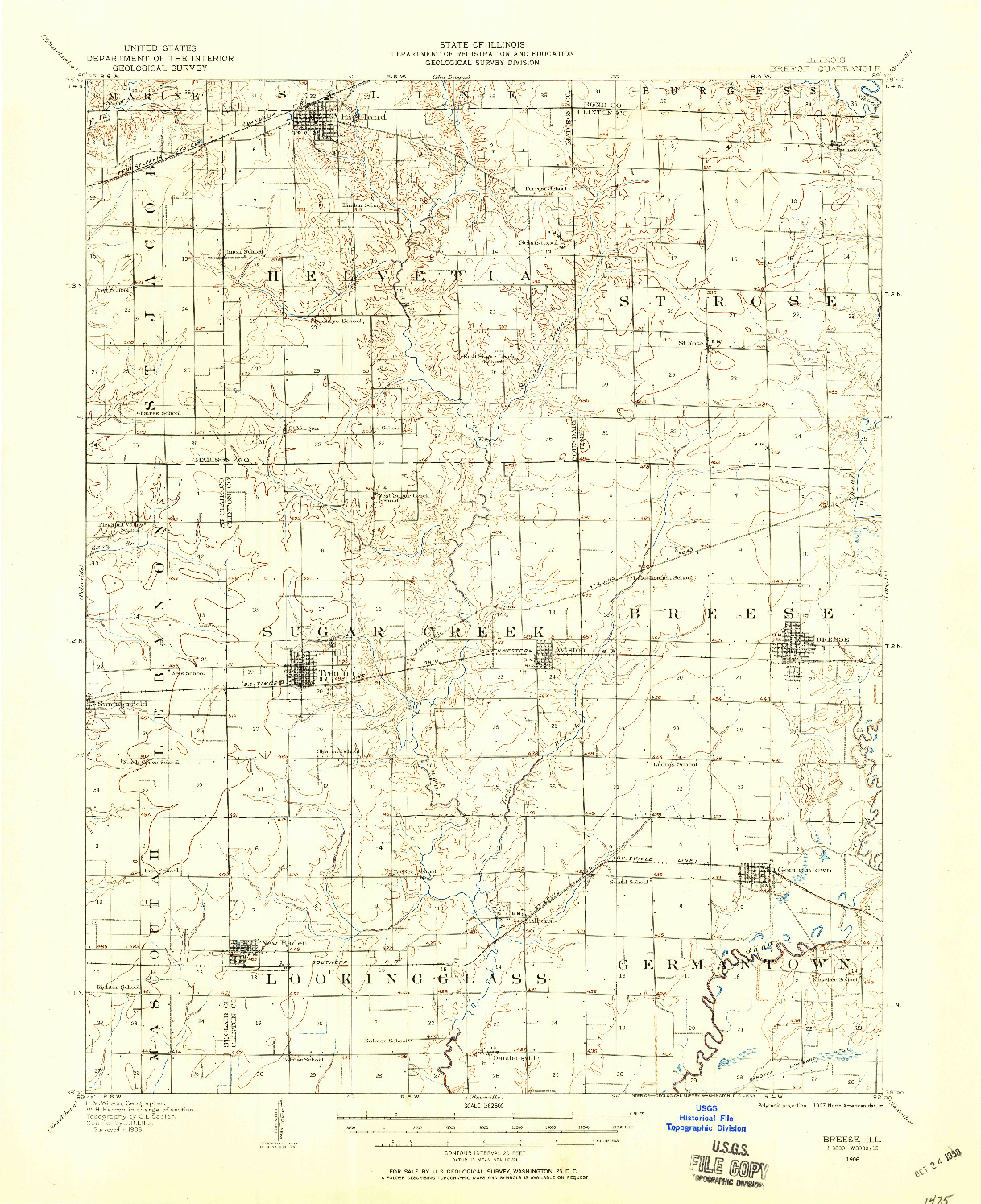 USGS 1:62500-SCALE QUADRANGLE FOR BREESE, IL 1906
