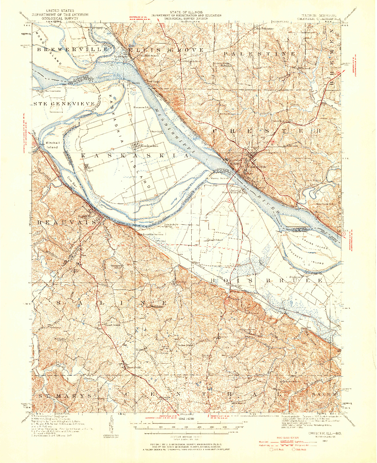 USGS 1:62500-SCALE QUADRANGLE FOR CHESTER, IL 1947
