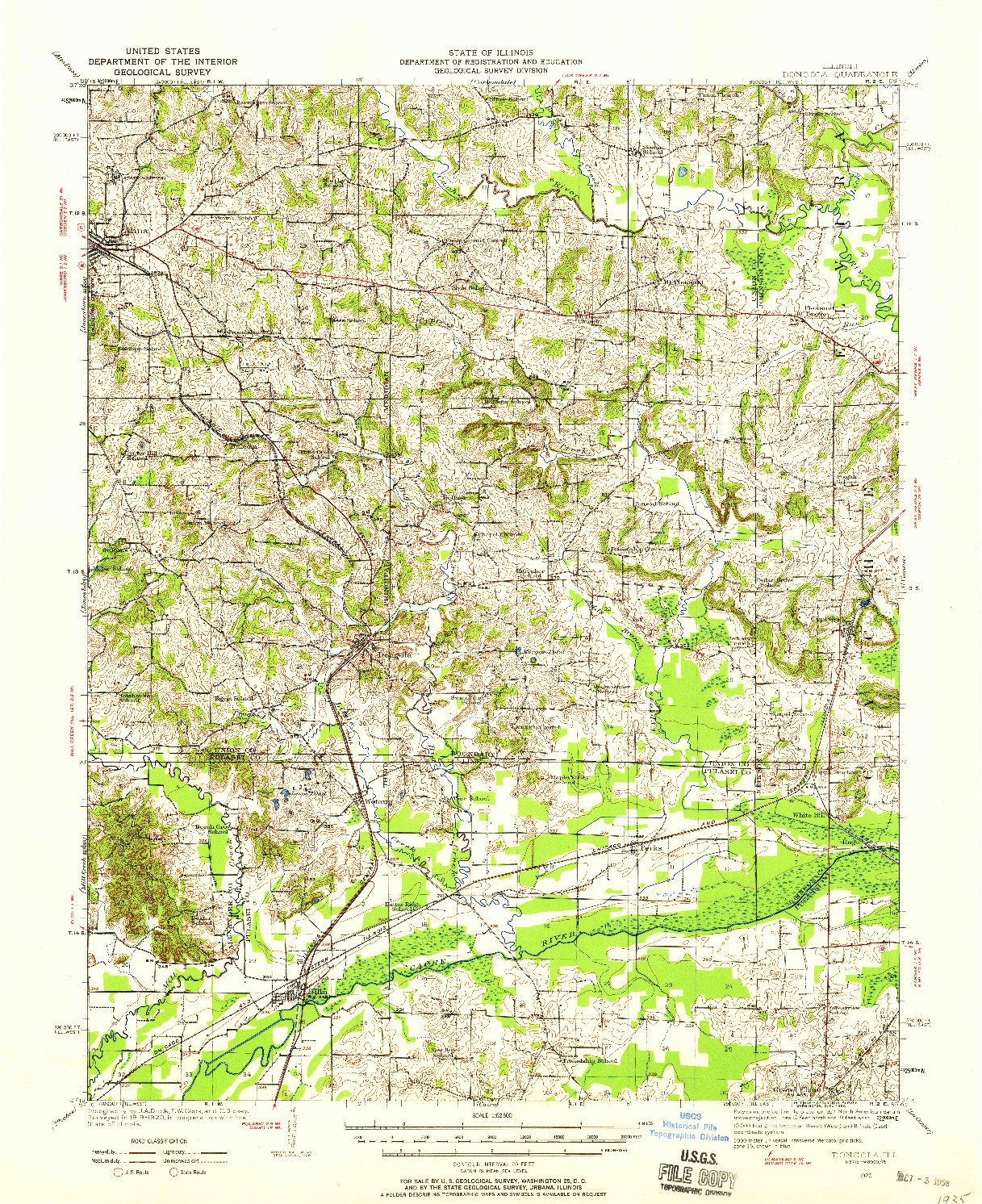 USGS 1:62500-SCALE QUADRANGLE FOR DONGOLA, IL 1920