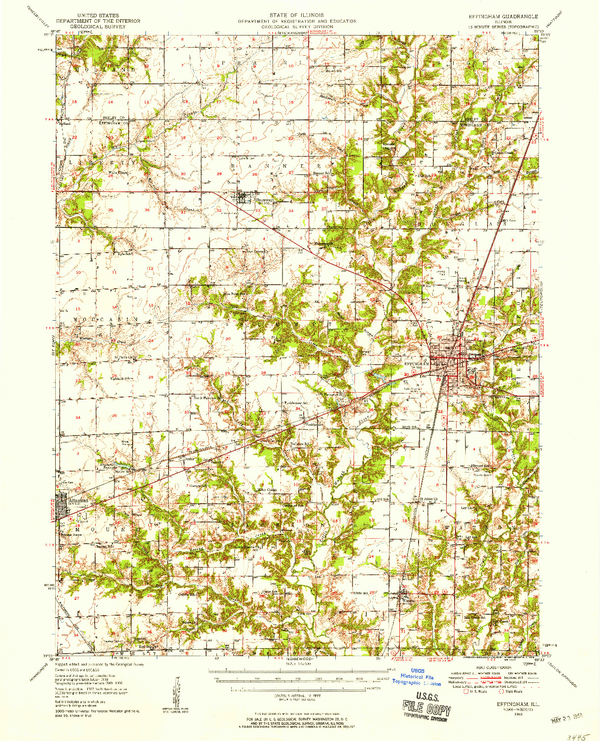 USGS 1:62500-SCALE QUADRANGLE FOR EFFINGHAM, IL 1950