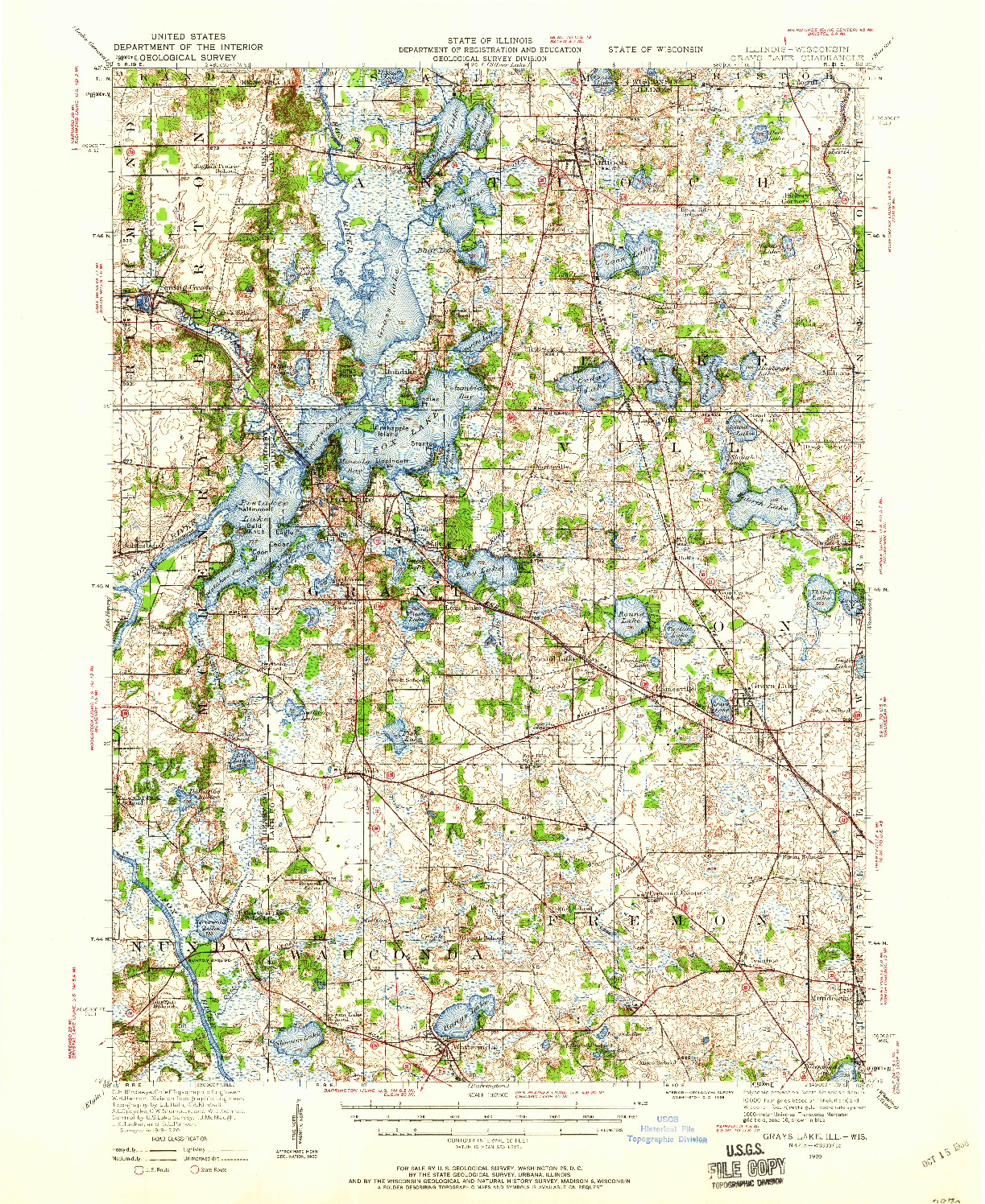 USGS 1:62500-SCALE QUADRANGLE FOR GRAYS LAKE, IL 1920